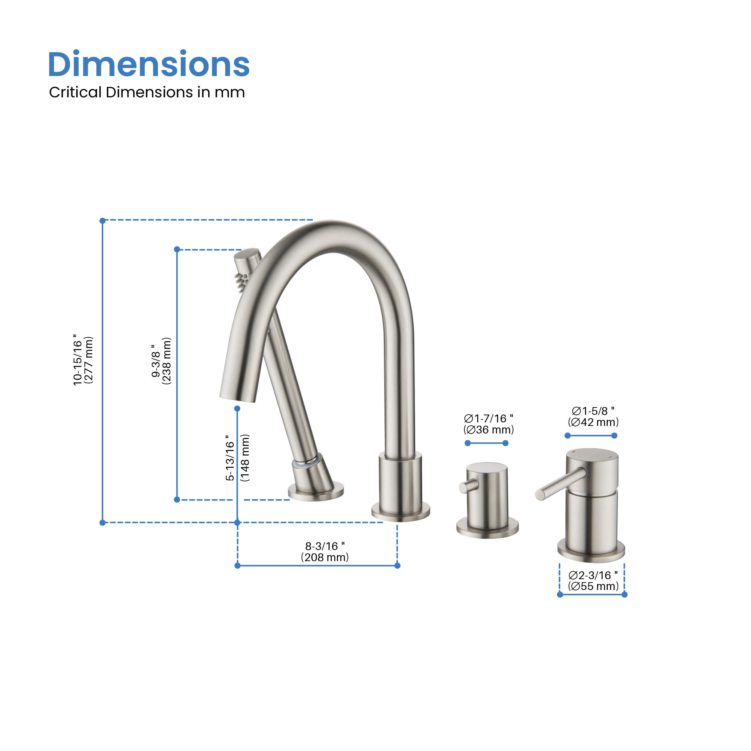 Halo Deck Mounted Bathtub Faucet with Hand Shower