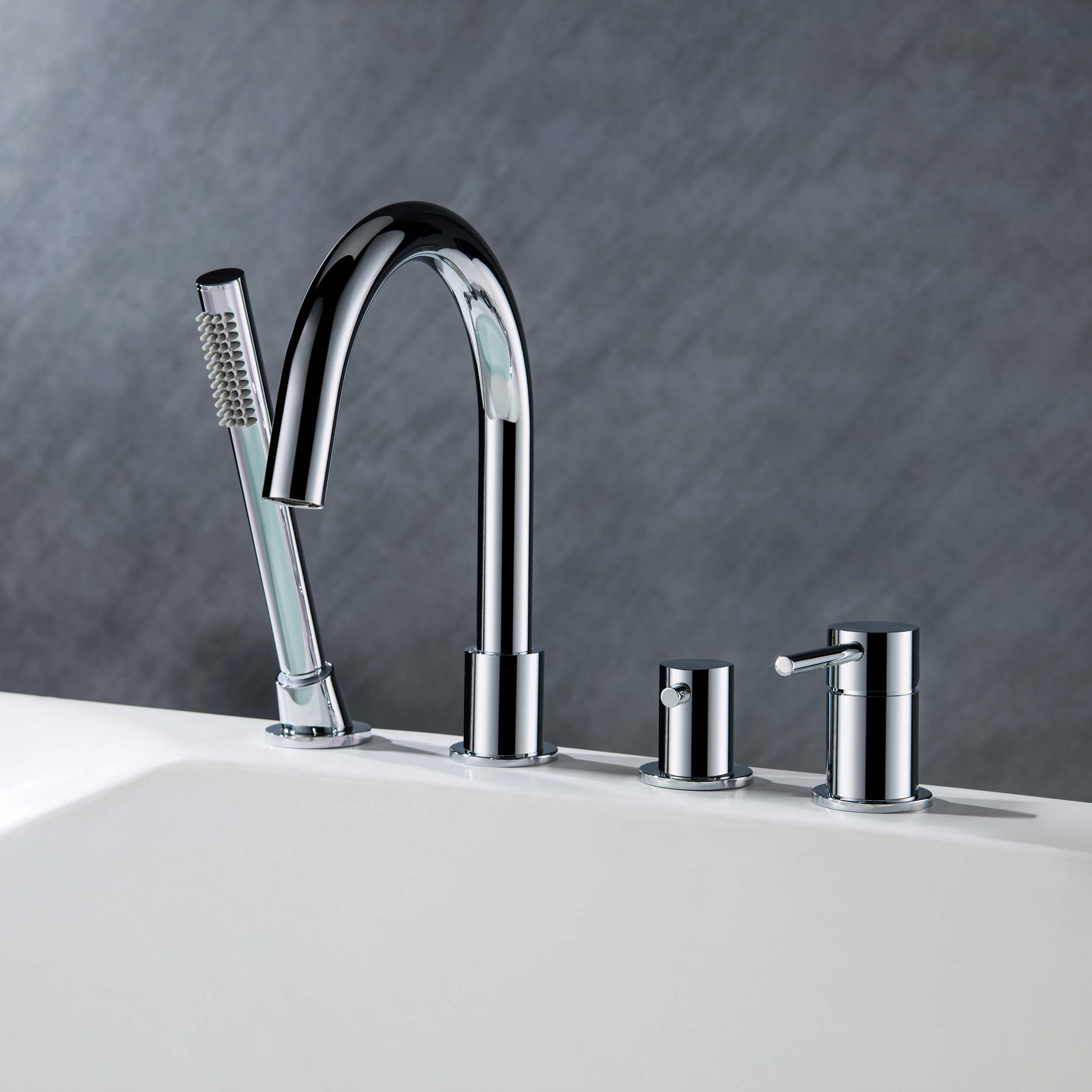 Halo Deck Mounted Bathtub Faucet with Hand Shower