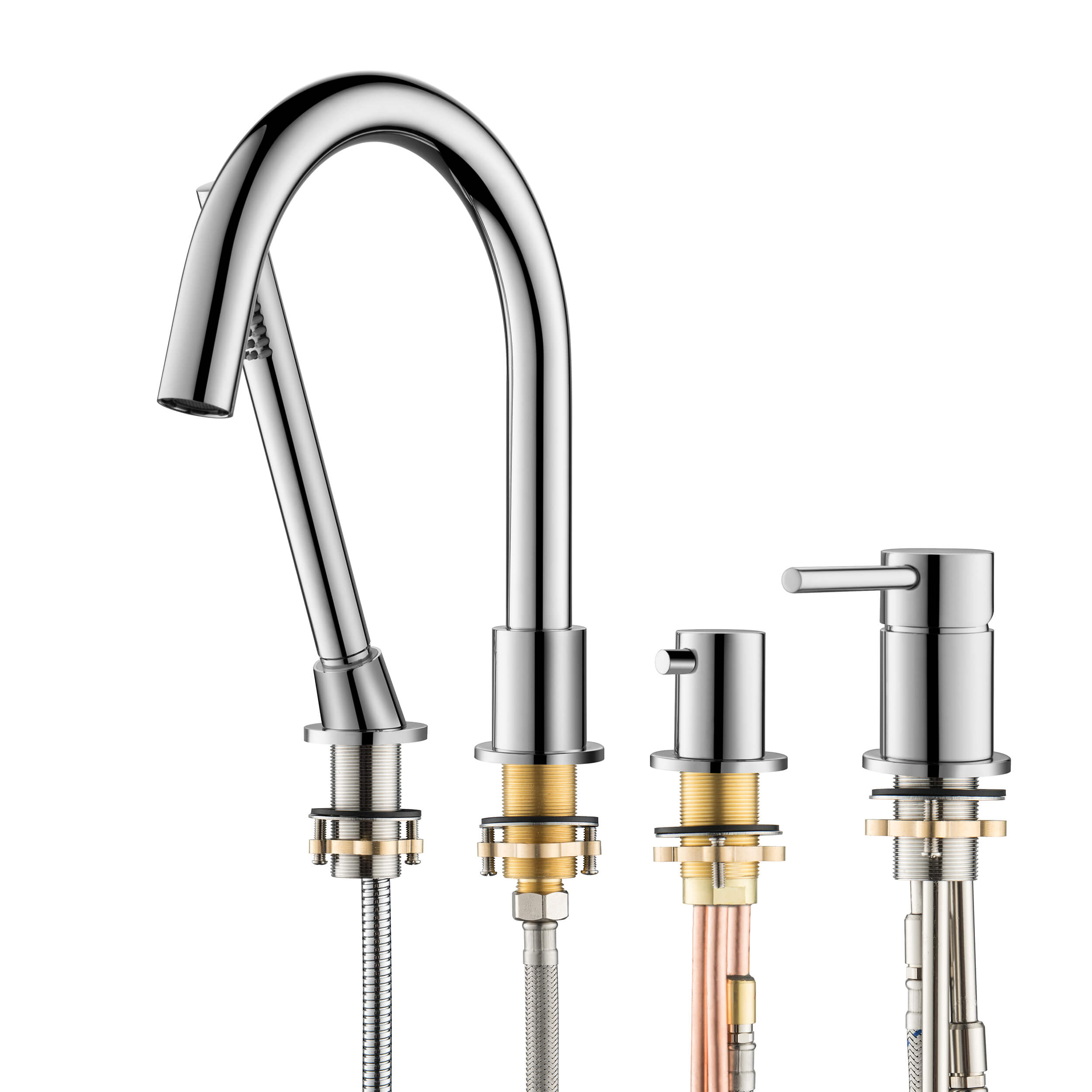Halo Deck Mounted Bathtub Faucet with Hand Shower