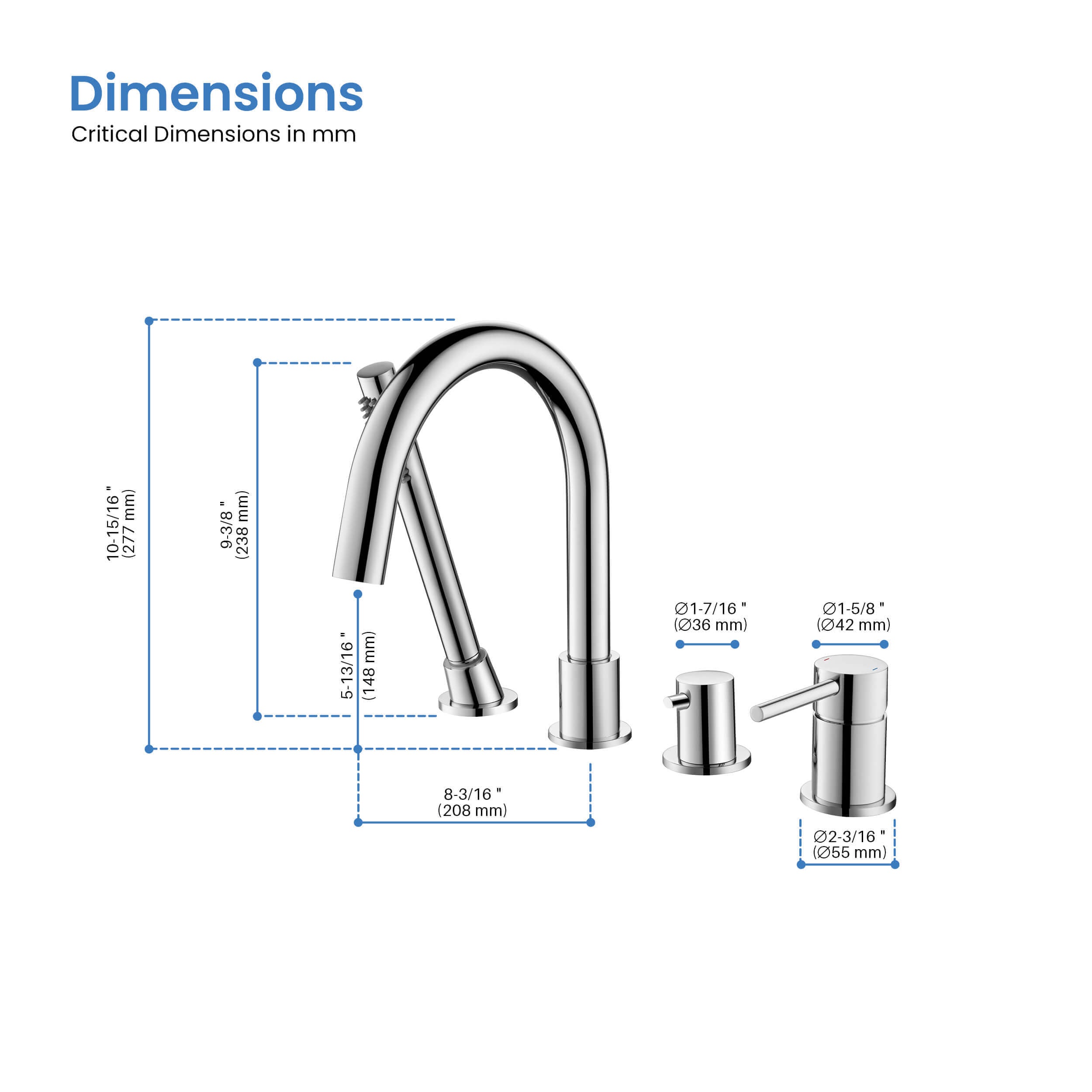 Halo Deck Mounted Bathtub Faucet with Hand Shower