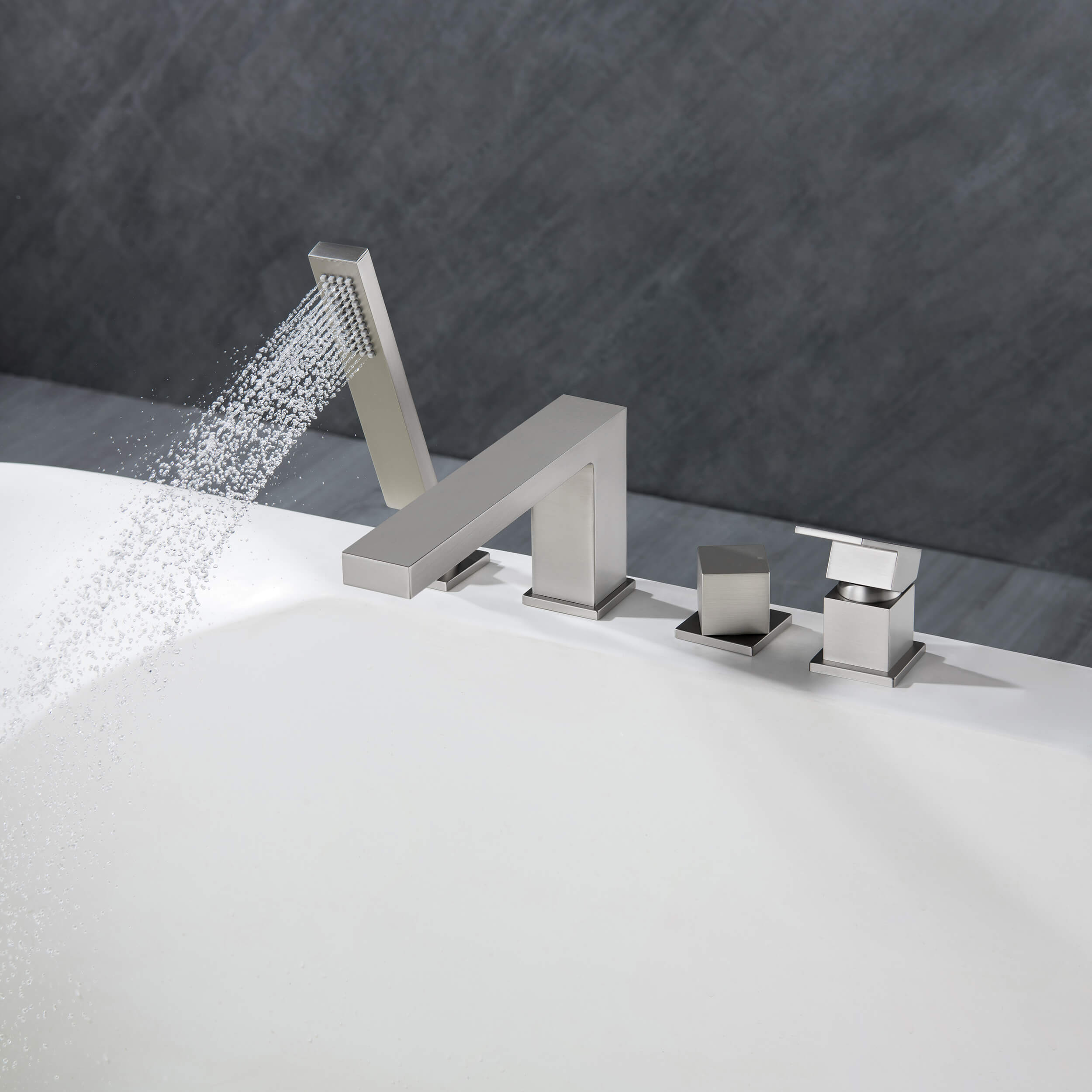 Quadra Deck Mounted Bathtub Faucet with Hand Shower