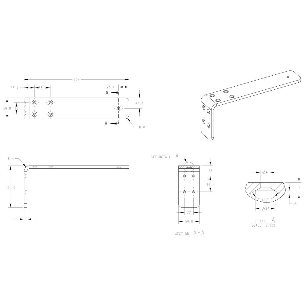Hardware Resources 10" W x 2" D x 4" H L-Shaped Countertop Support