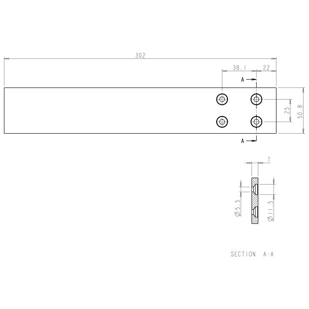 12" W x 2" D x 1/4" H Countertop Support