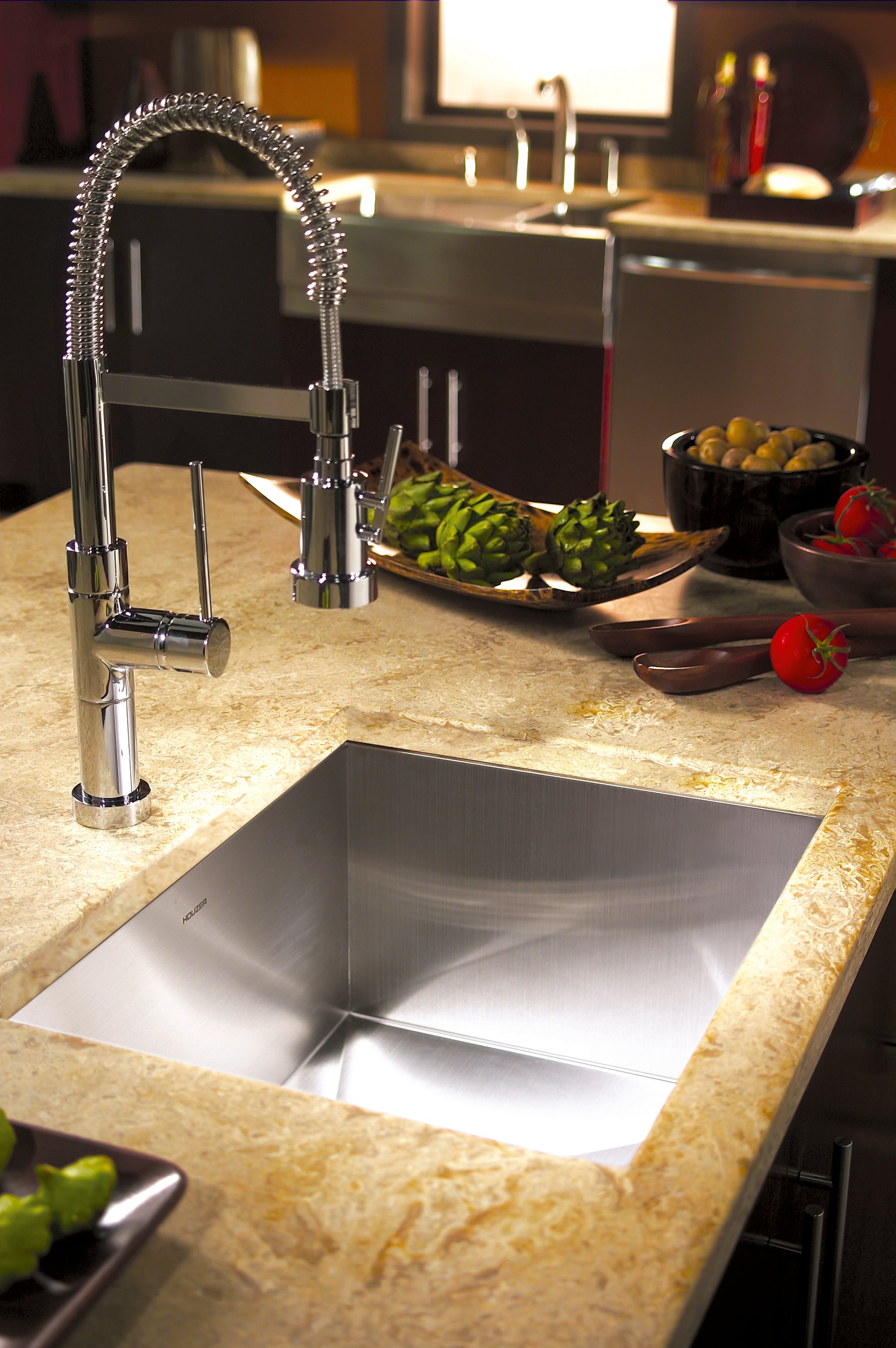 Houzer Contempo 23" Undermount Single Bowl Stainless Steel Kitchen Sink with Strainer & Grid