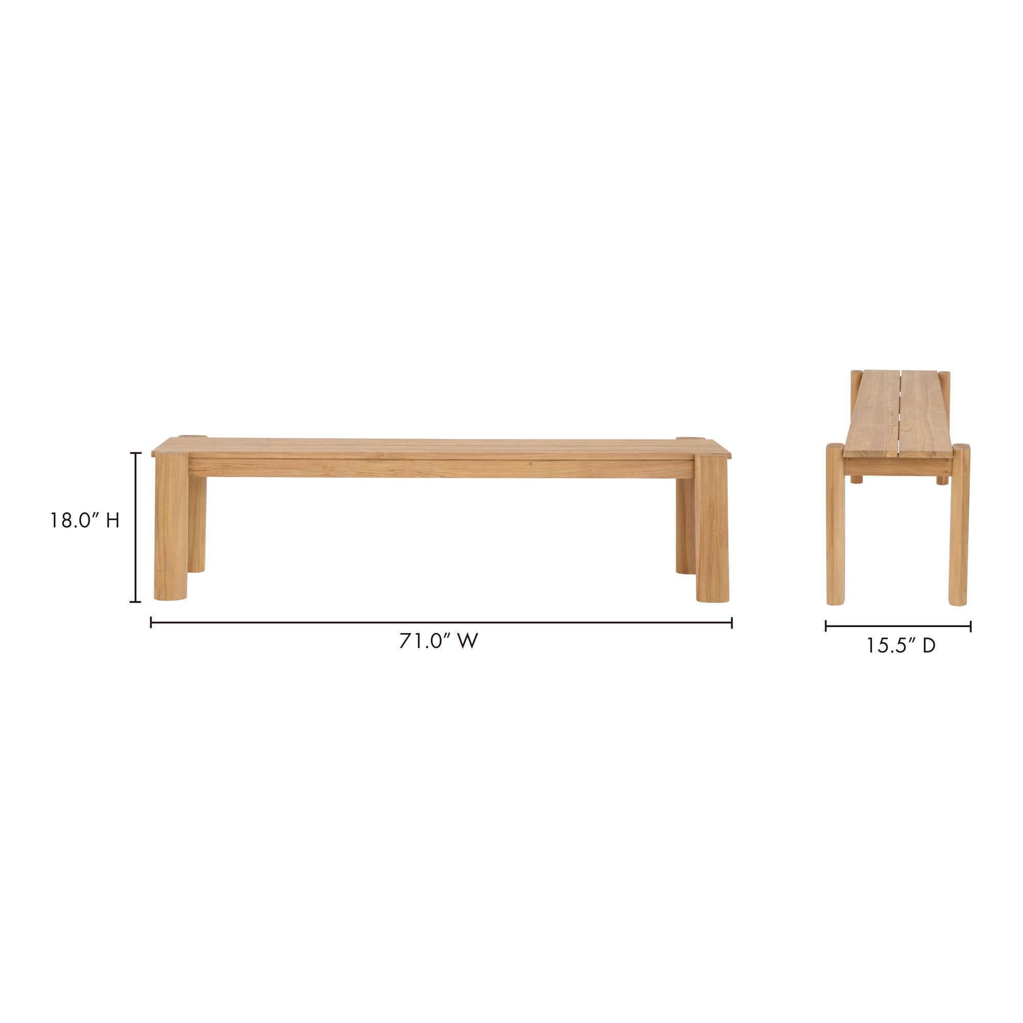 Moes Tempo Outdoor Dining Bench Natural CV-1021-24