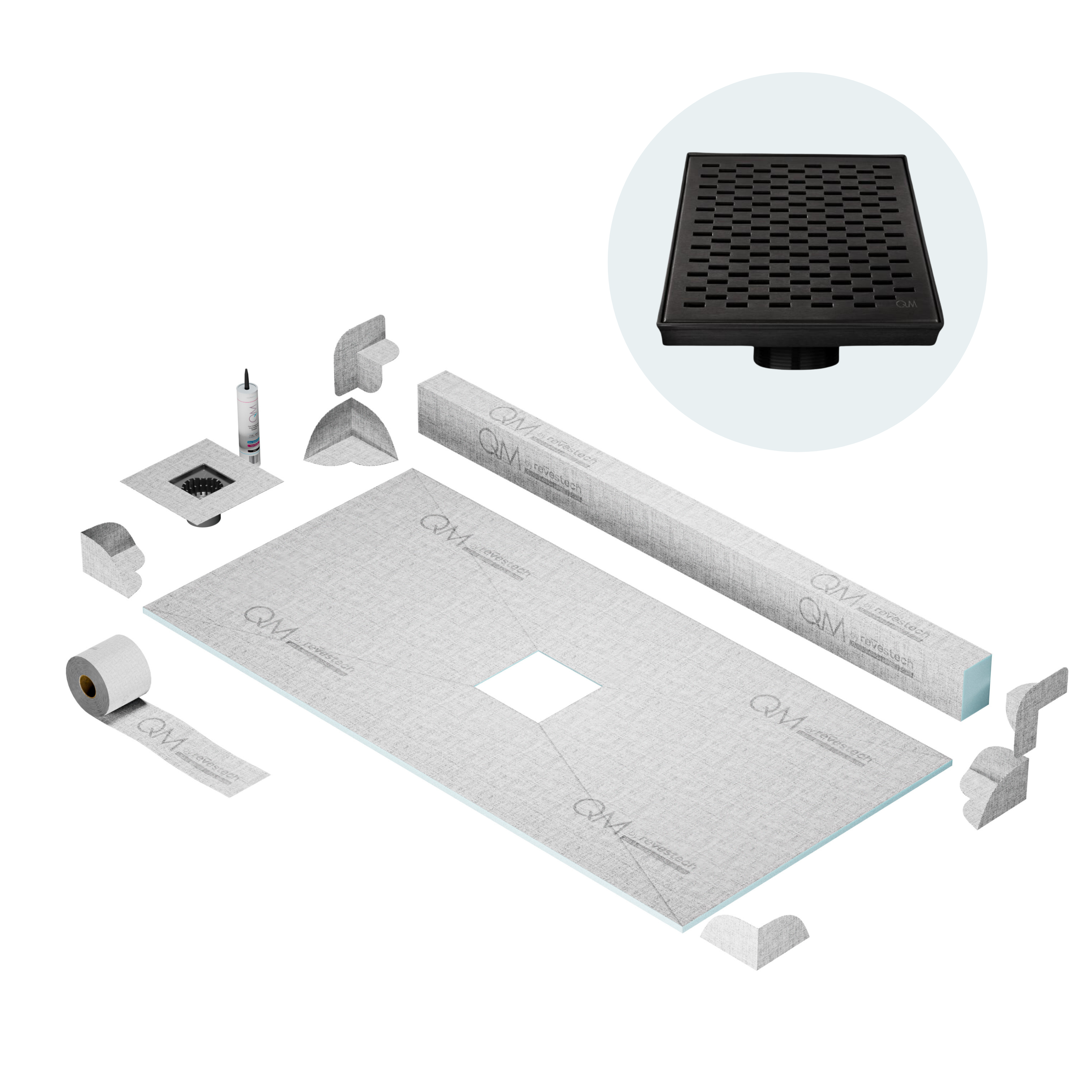 Curb Delta Shower Pan Kit Square drain