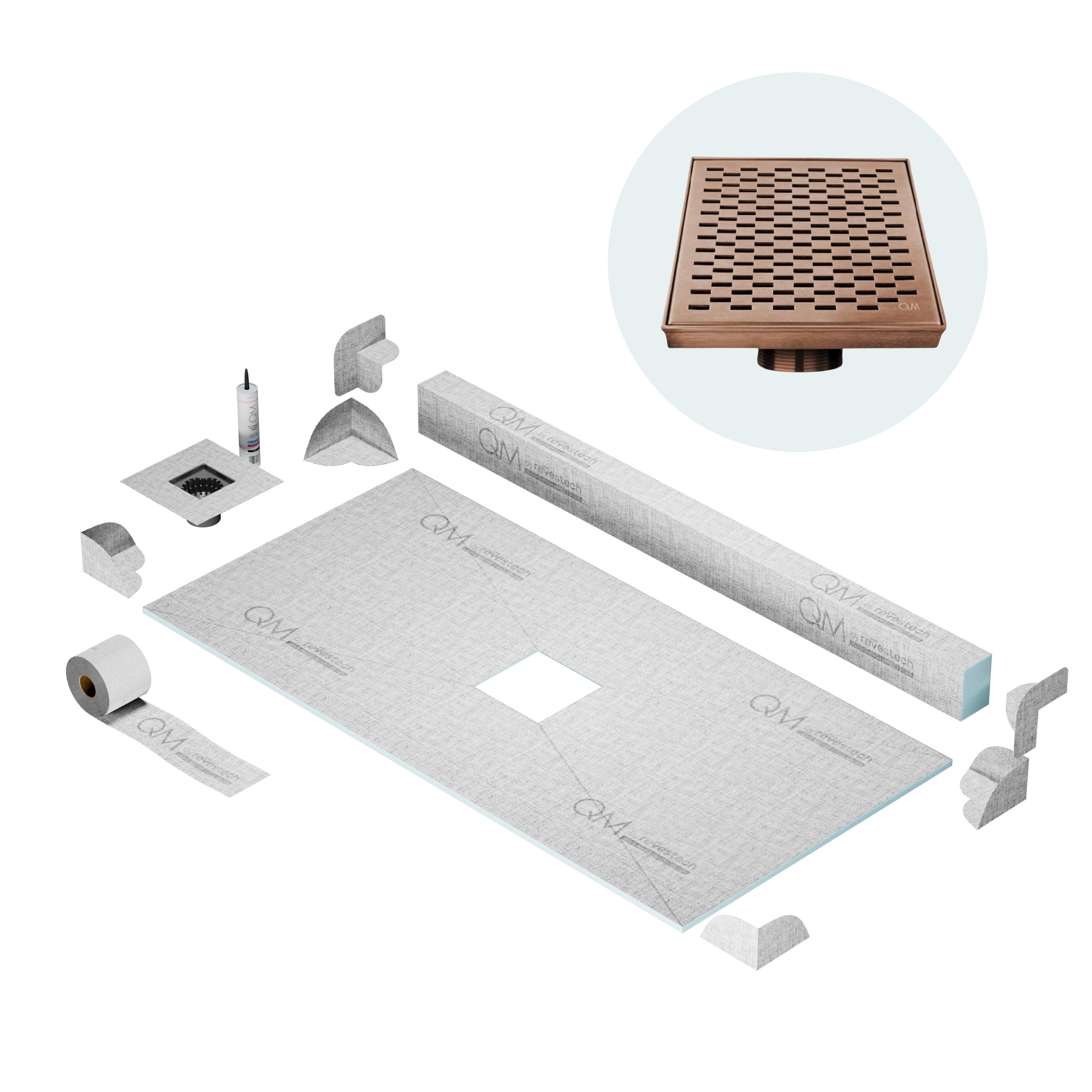 Curb Delta Shower Pan Kit Square drain