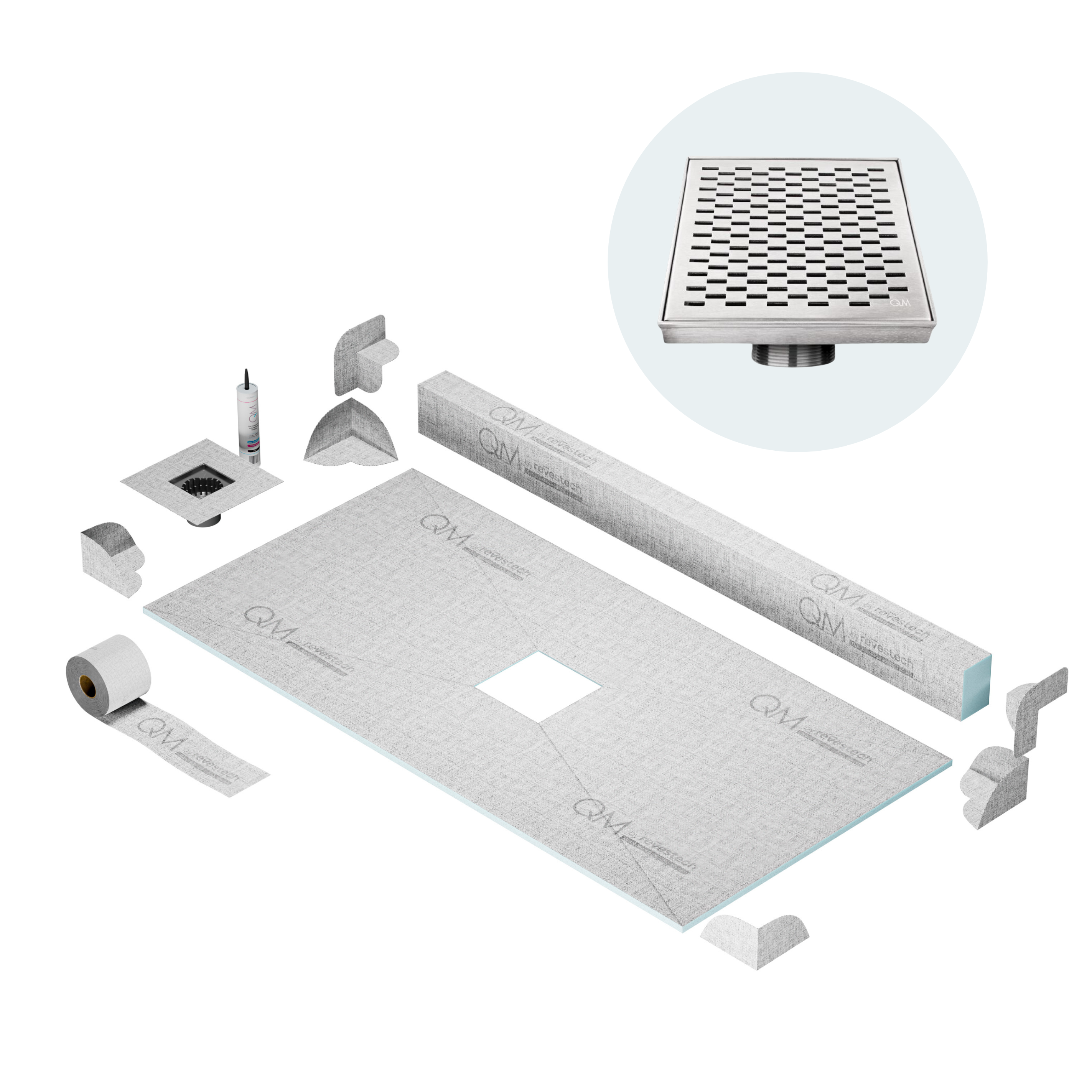 Curb Delta Shower Pan Kit Square drain