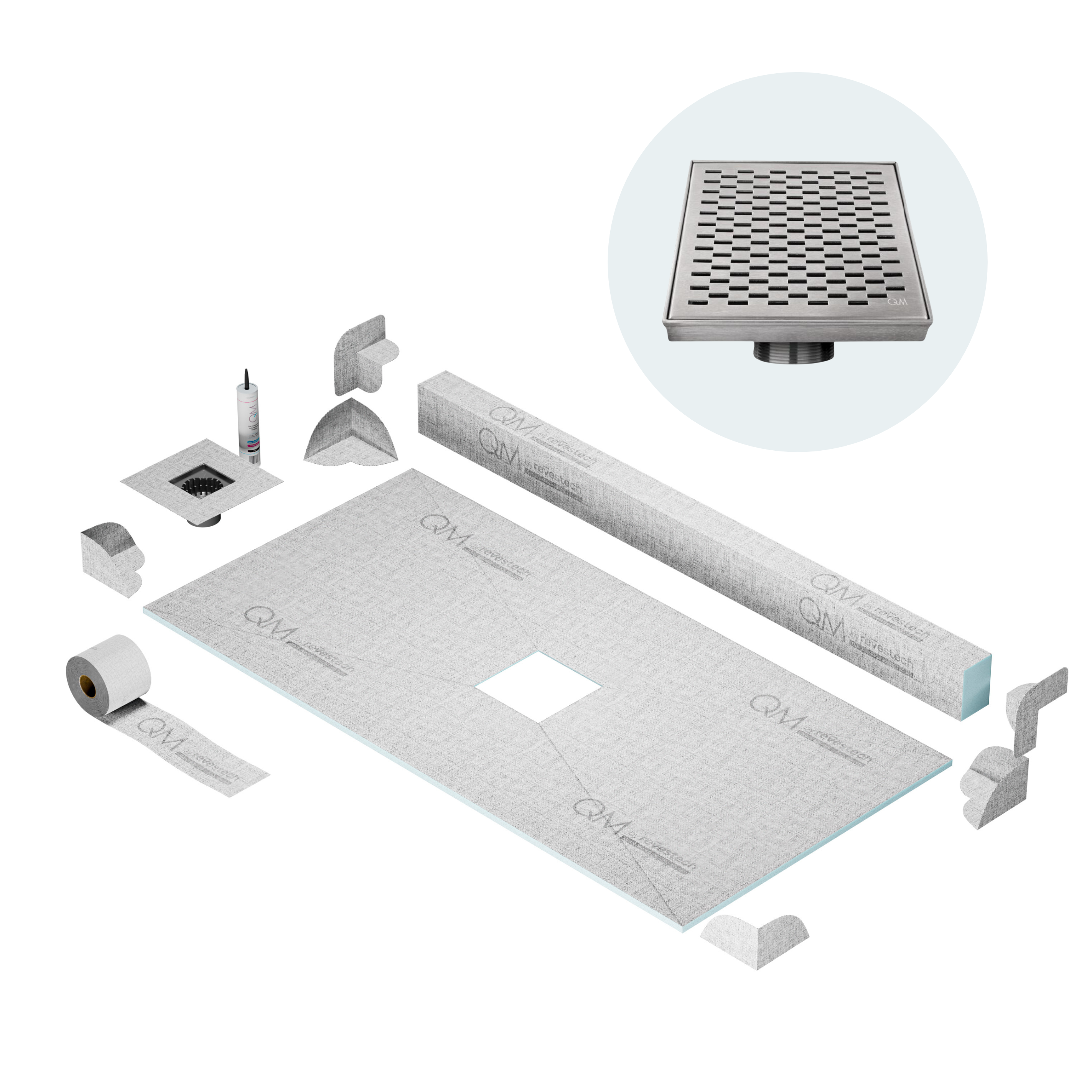 Curb Delta Shower Pan Kit Square drain