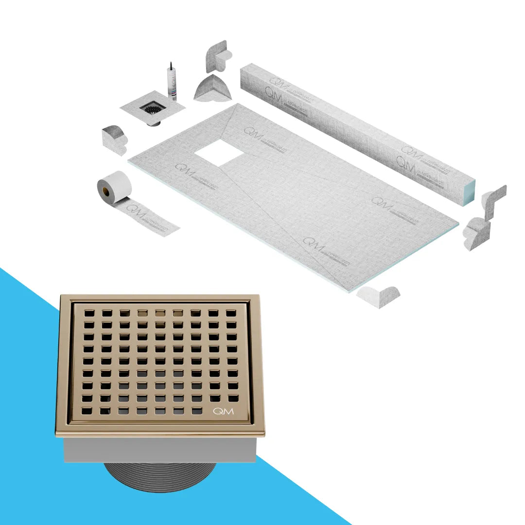 Curb Mira Shower Pan Kit Square drain