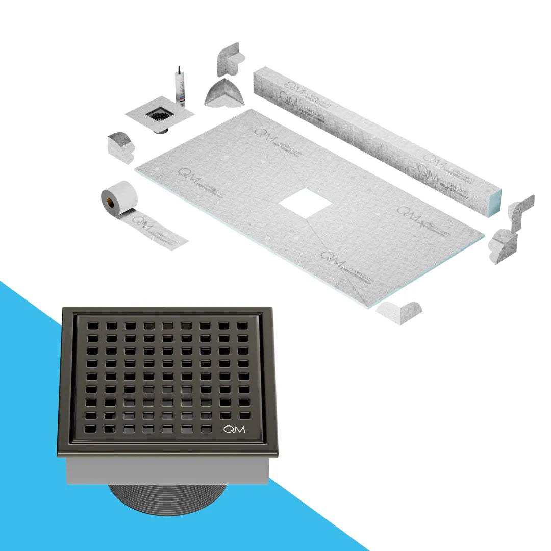 Curb Mira Shower Pan Kit Square drain