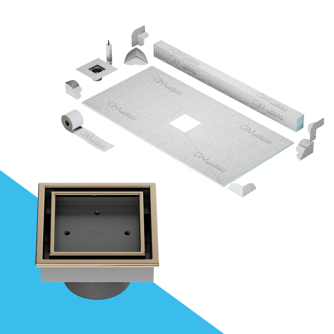 Curb Veil (Tile-In) Shower Pan Kit Square drain