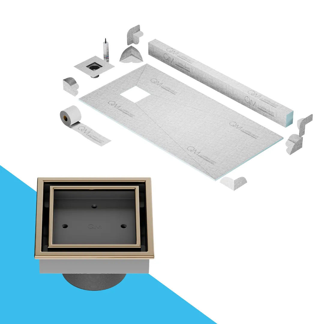 Curb Veil (Tile-In) Shower Pan Kit Square drain