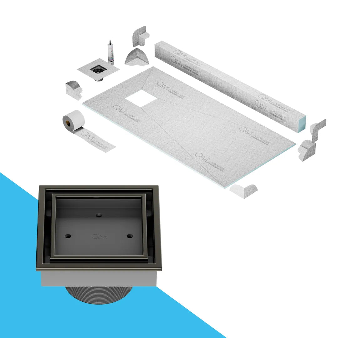 Curb Veil (Tile-In) Shower Pan Kit Square drain