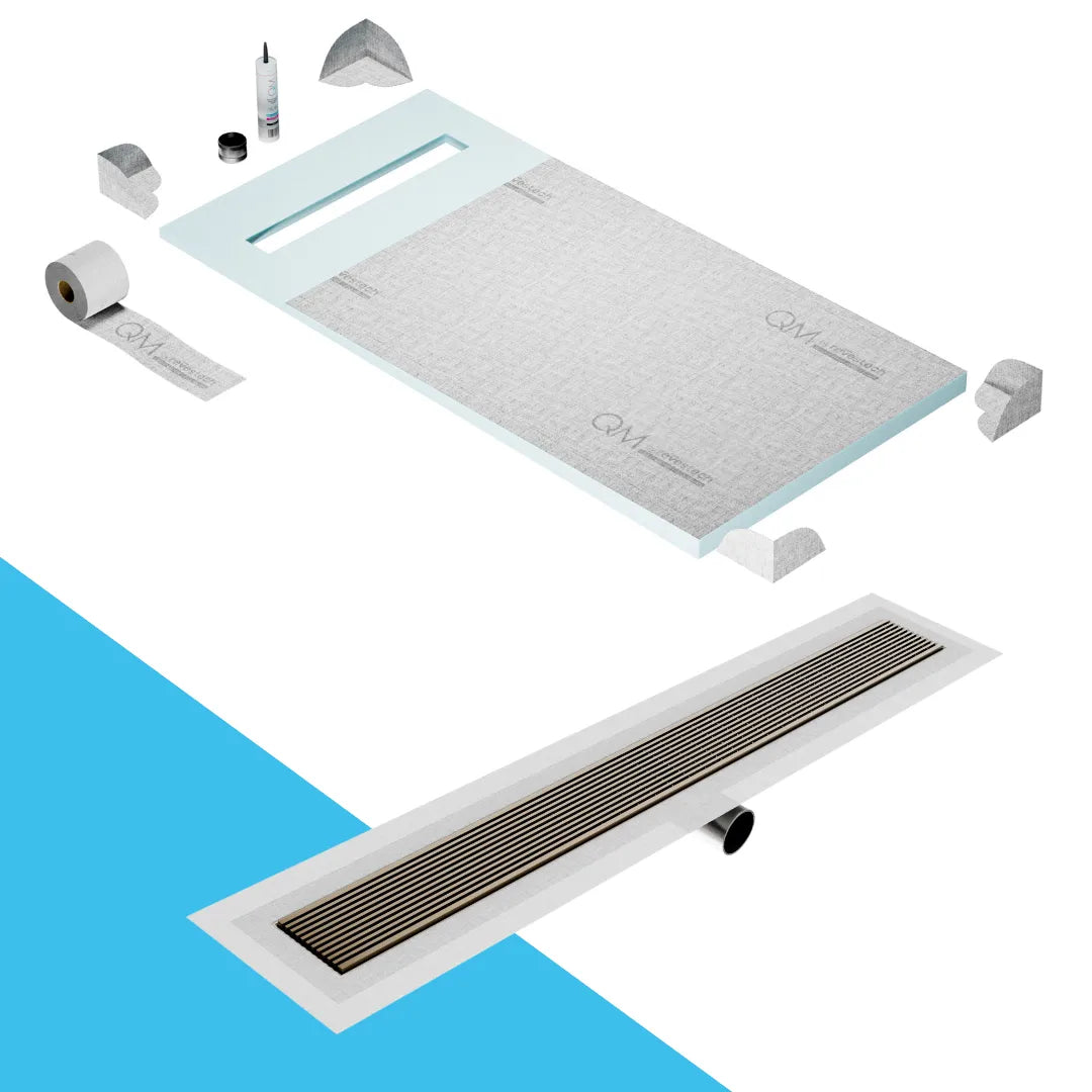 Curbless Wedgewire Shower Pan Kit Linear drain