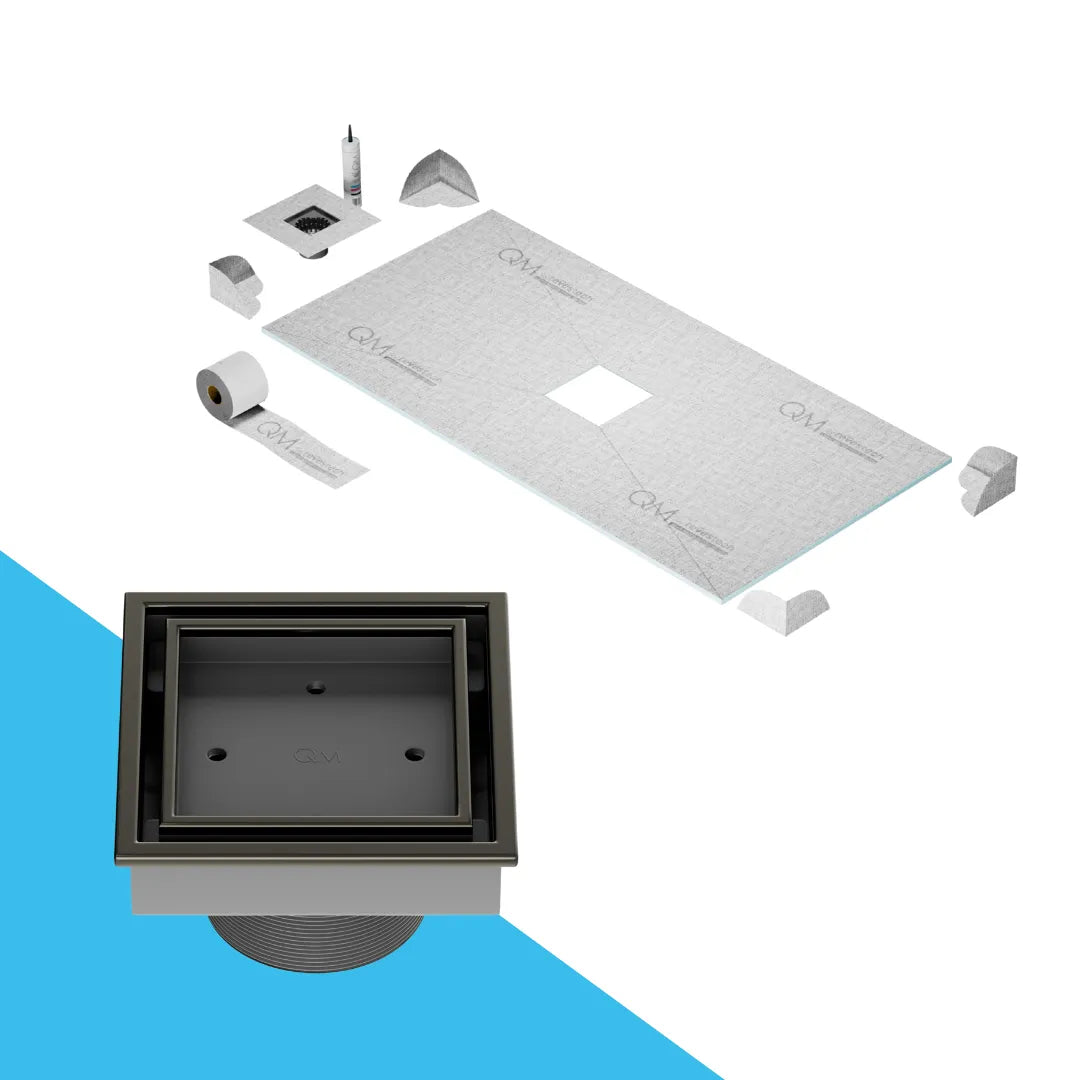 Curbless Veil (Tile-In) Shower Pan Kit Square drain