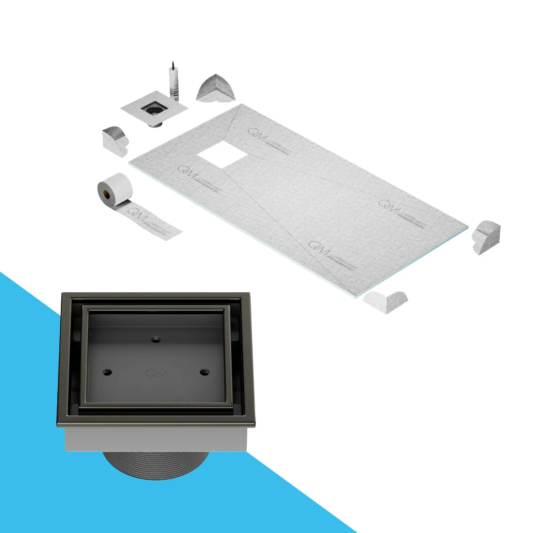 Curbless Veil (Tile-In) Shower Pan Kit Square drain