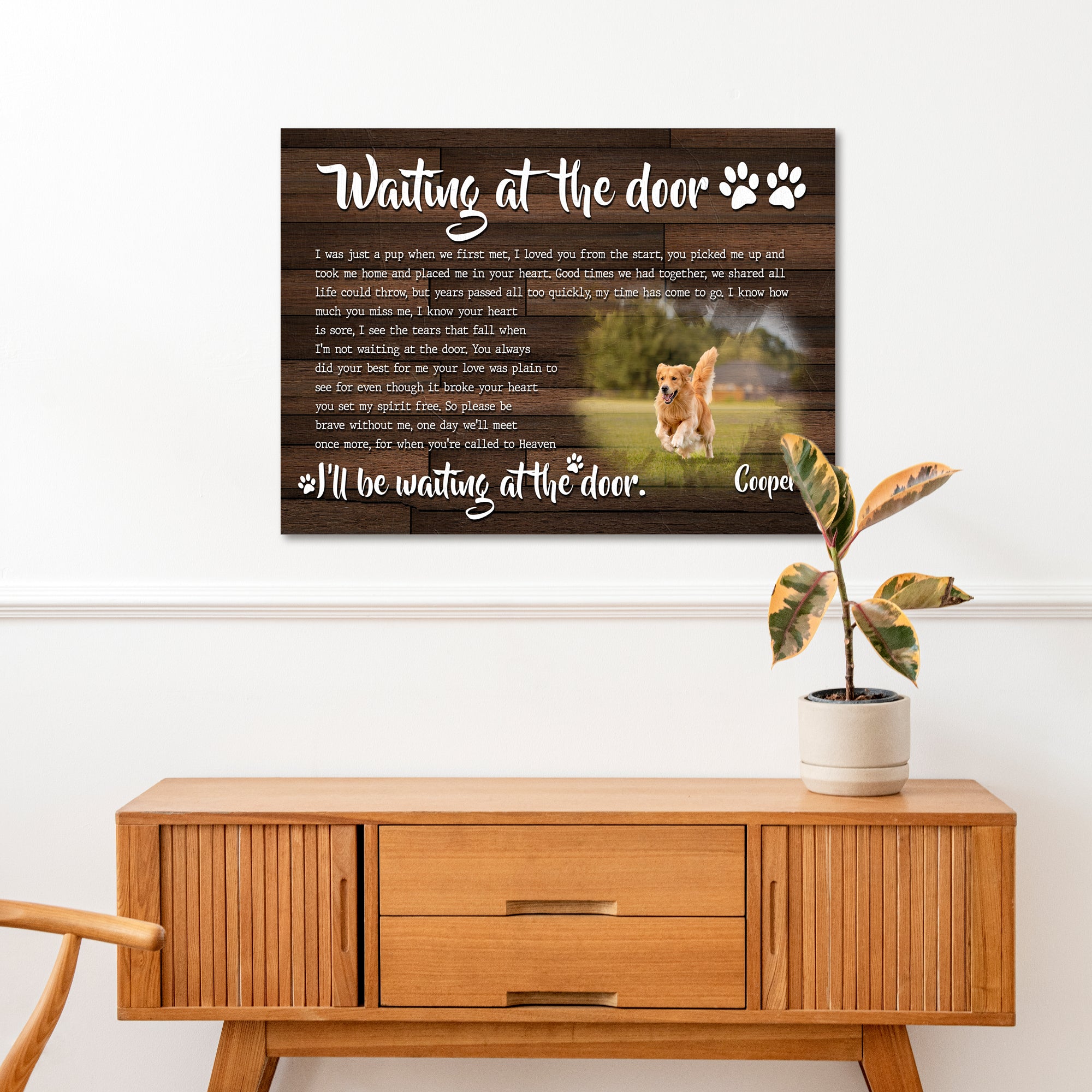Custom Dog Portrait Waiting At The Door Sign