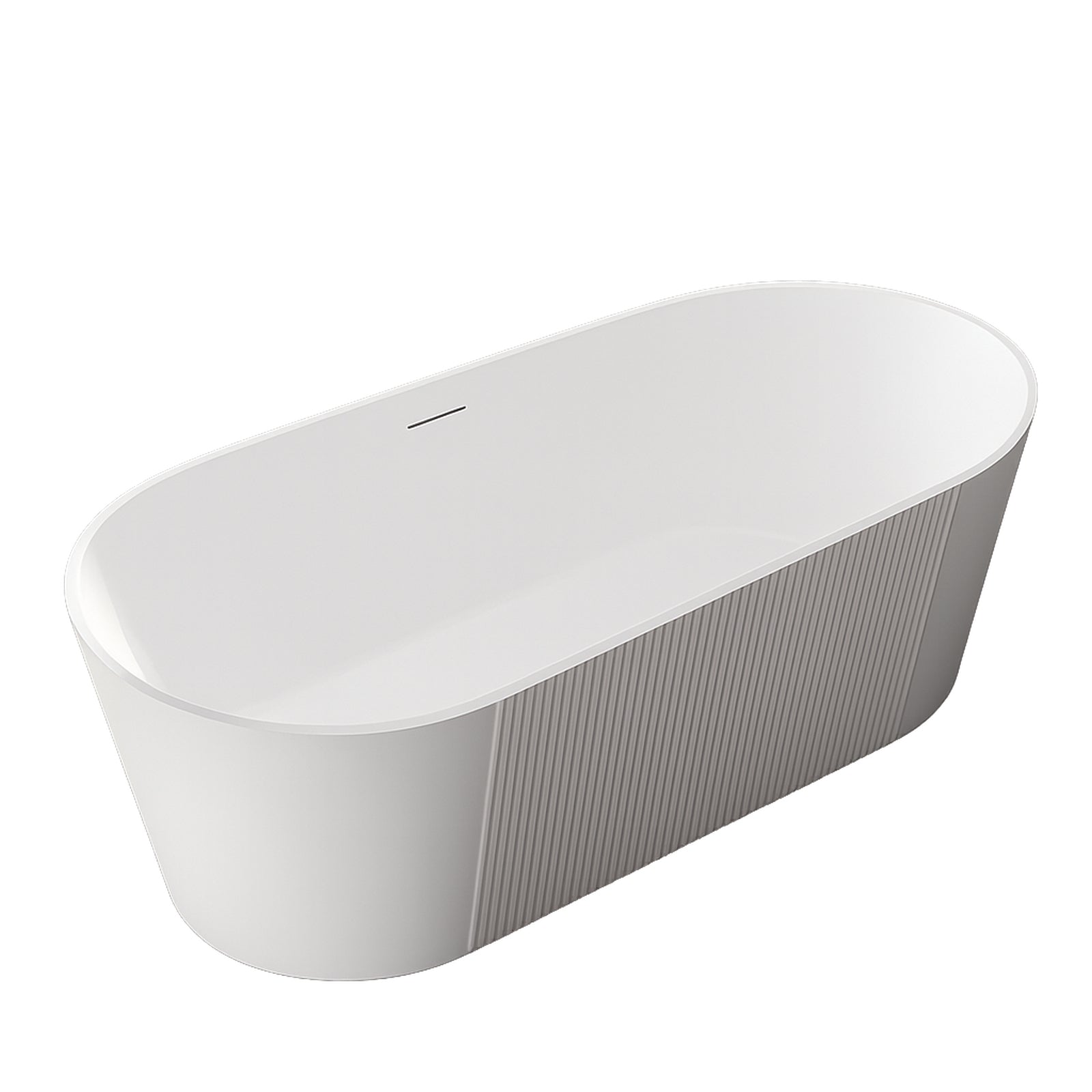 MAIDSTONE | DXV Elowen 67 Inch Acrylic Partial Fluted Double Ended Freestanding Tub