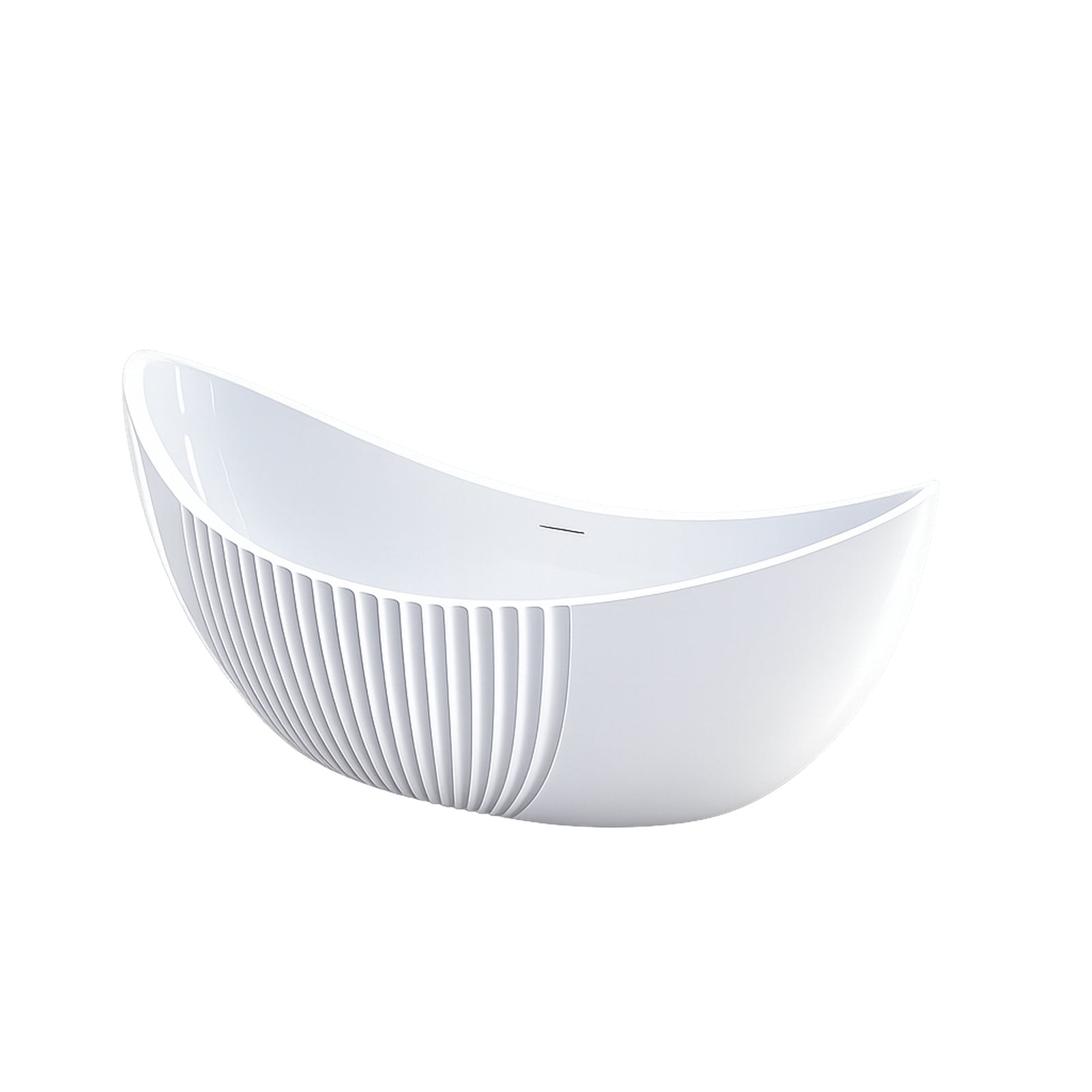 MAIDSTONE | DXV Cassian 71 Inch Acrylic Partial Fluted Double Slipper Freestanding Tub
