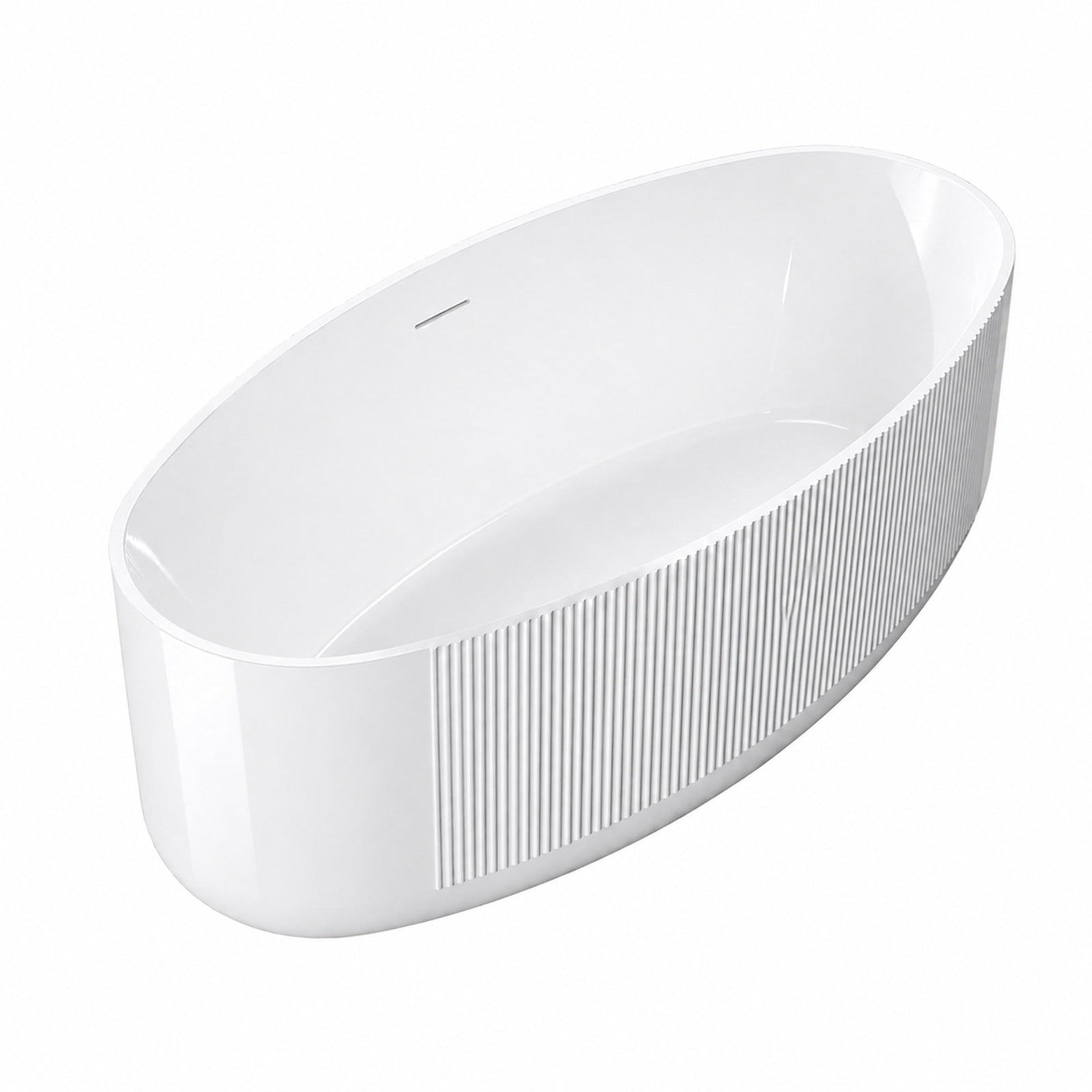 MAIDSTONE Thorne 67 Inch Acrylic Partial Fluted Double Ended Freestanding Tub