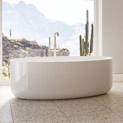 MAIDSTONE Thorne 67 Inch Acrylic Partial Fluted Double Ended Freestanding Tub