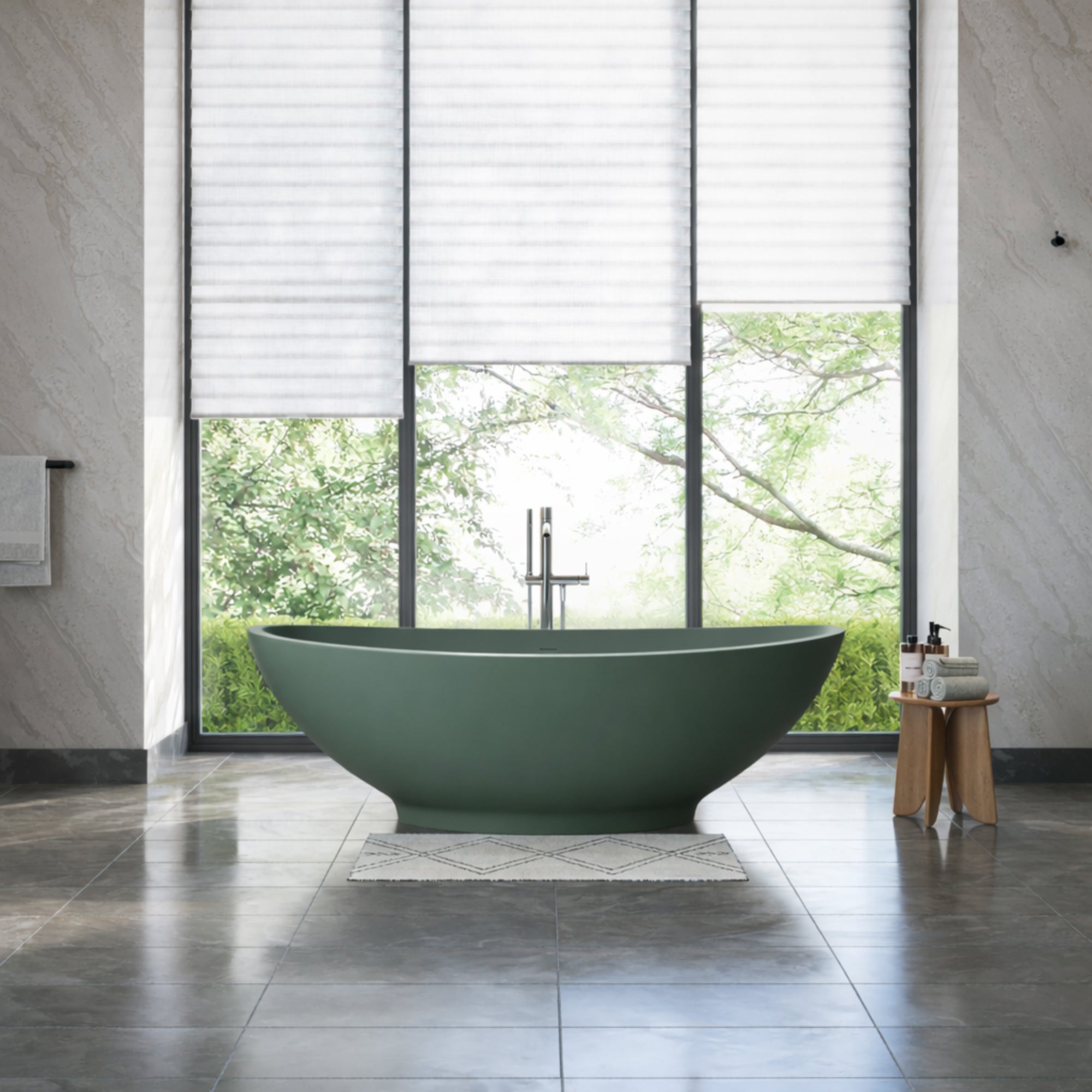 MAIDSTONE | DXV Grasse 75 Inch Resin Double Slipper Matte Tub