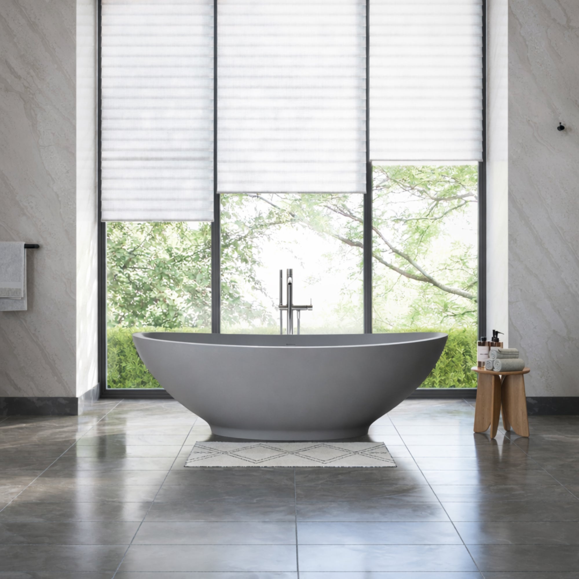 MAIDSTONE | DXV Grasse 75 Inch Resin Double Slipper Matte Tub
