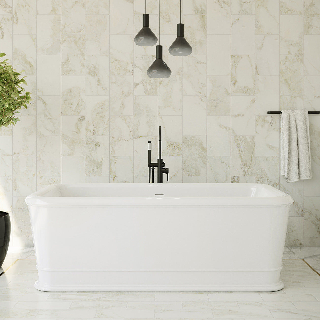 MAIDSTONE | DXV Atticus 71 Inch Resin Double Ended Freestanding Tub - No Faucet Drillings