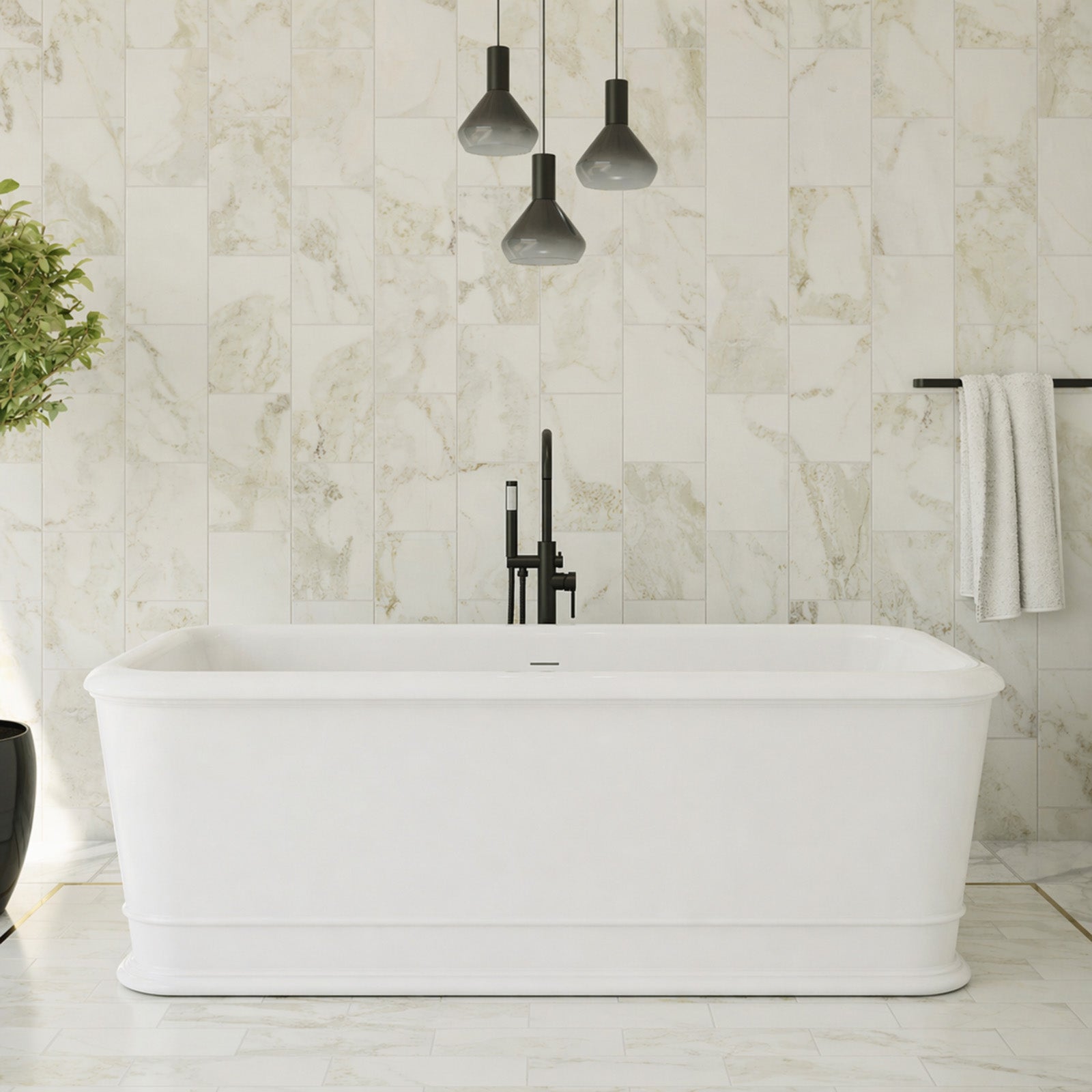 MAIDSTONE | DXV Atticus 71 Inch Resin Double Ended Freestanding Tub - No Faucet Drillings