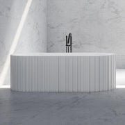MAIDSTONE | DXV Blaise Vertical 67 Inch Solid Surface Fluted Freestanding Tub