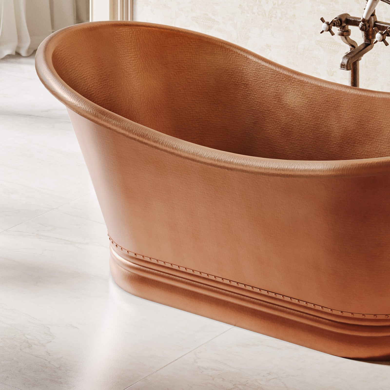 MAIDSTONE | DXV Torano Copper Freestanding Double Slipper Bathtub - Medium Copper