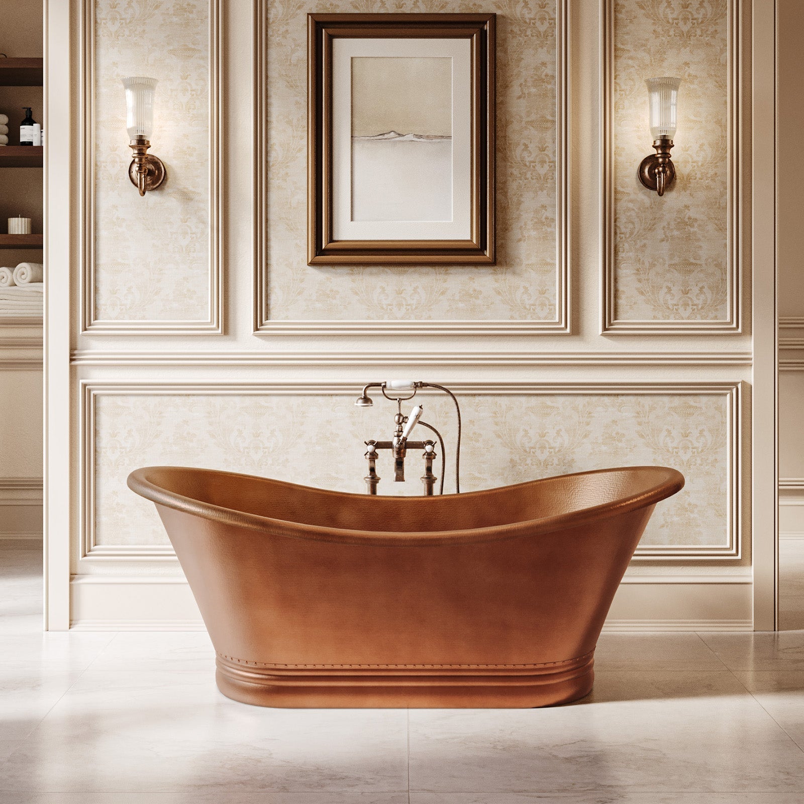 MAIDSTONE | DXV Torano Copper Freestanding Double Slipper Bathtub - Medium Copper
