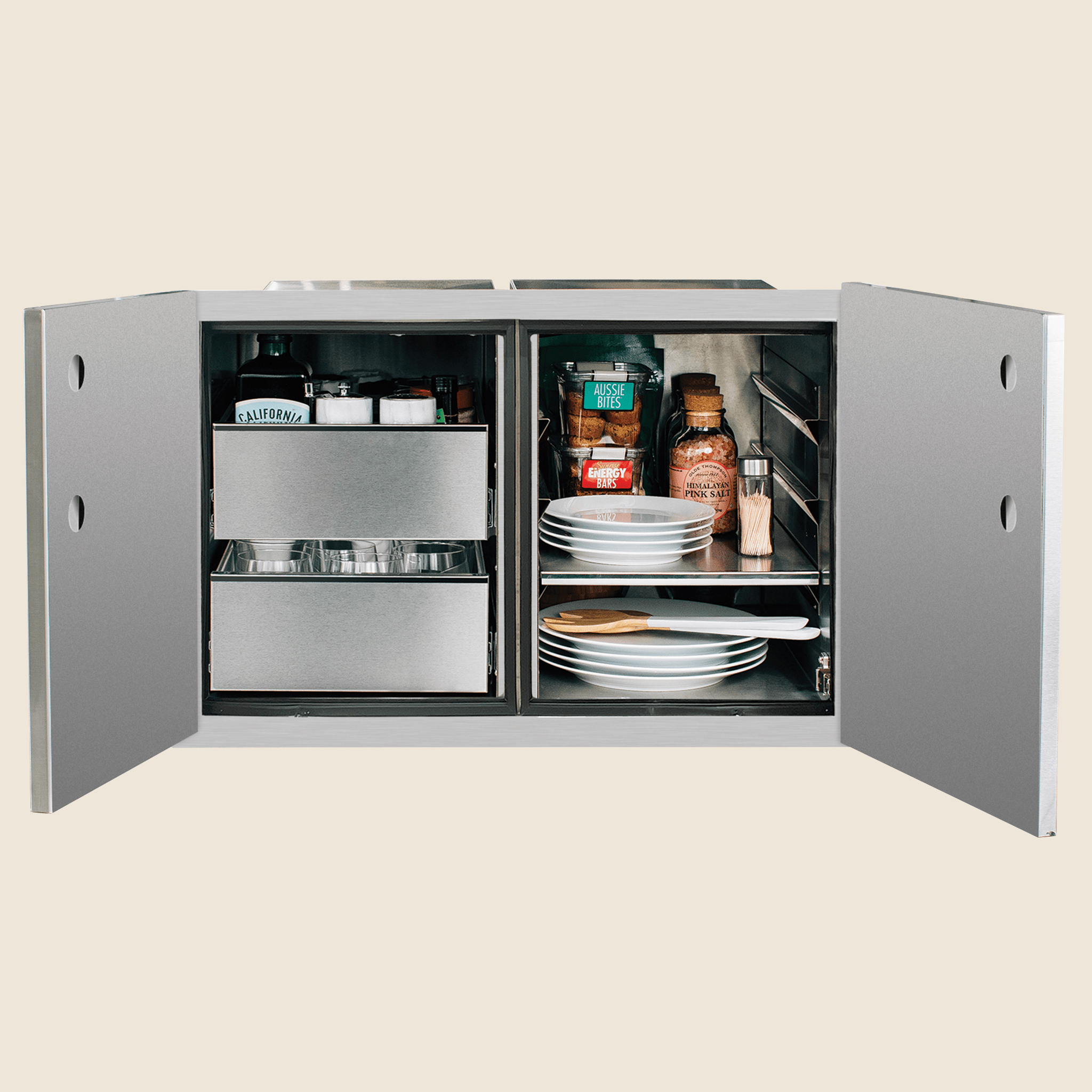 Summerset 36" 2-Drawer Dry Storage Pantry & Enclosed Cabinet Combo, DP-36DC