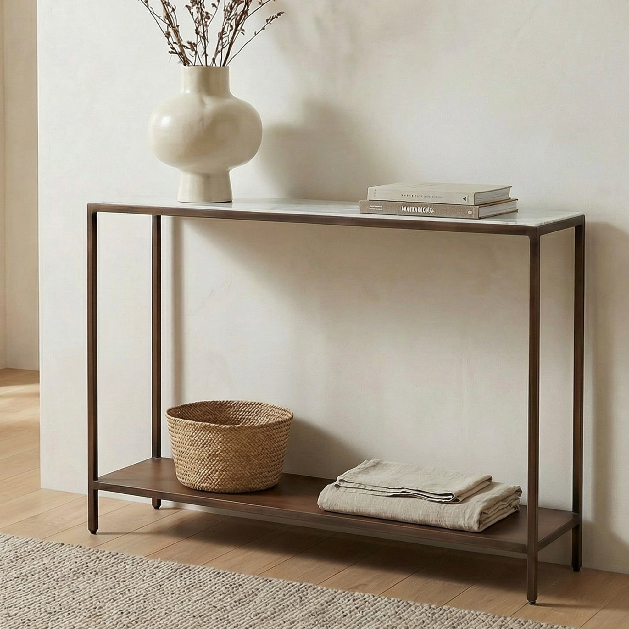 Moes Bottego Console Table Antique Copper DR-1320-50
