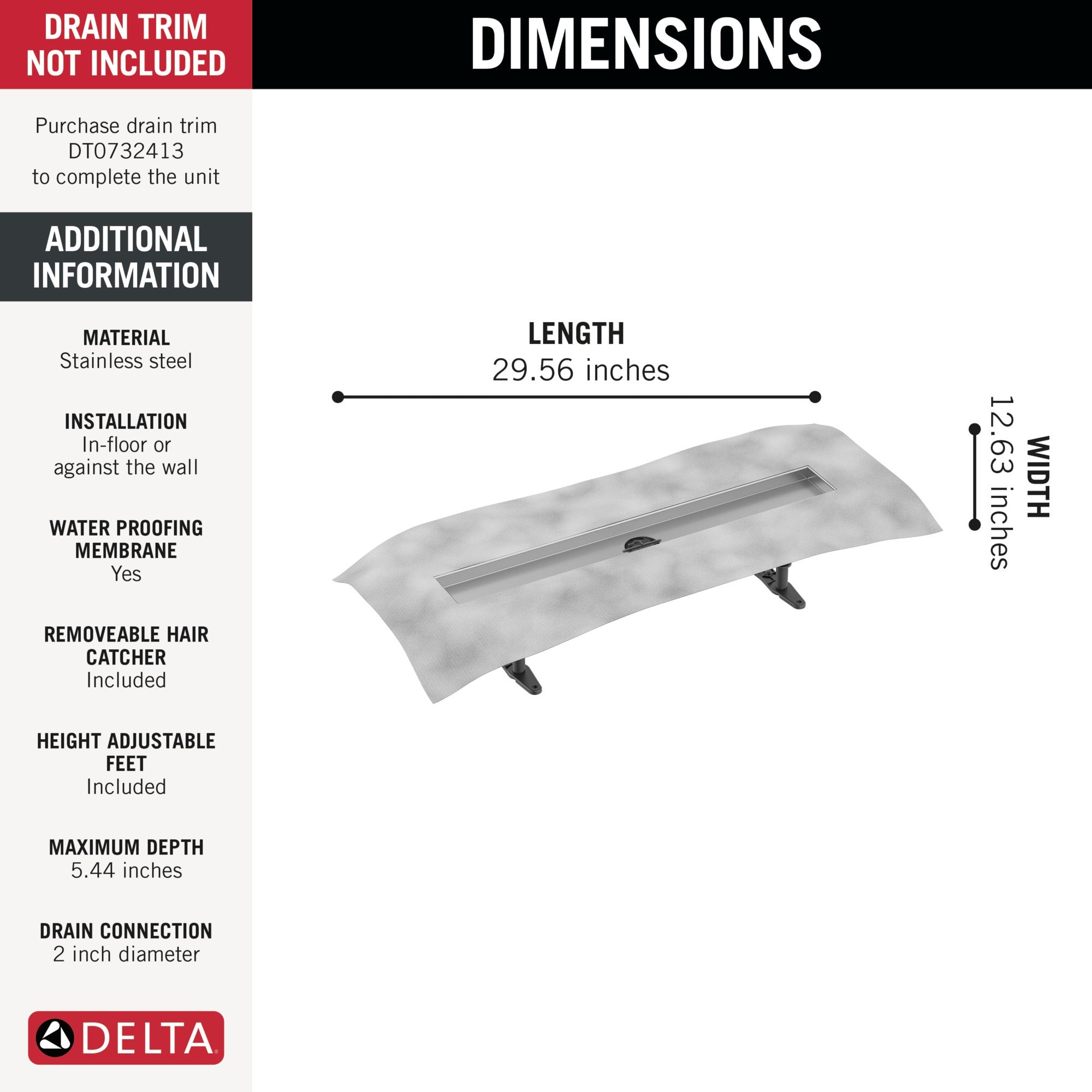 Delta Other 24" Linear Shower Drain Rough