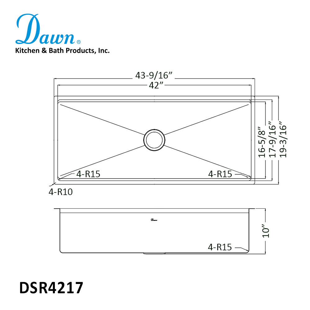 Dawn Undermount Single Bowl Kitchen Sink  DSR4217