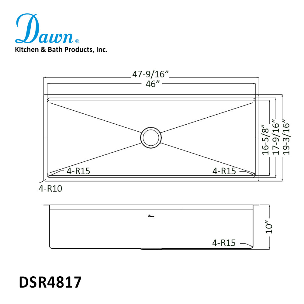 Dawn Undermount Single Bowl Kitchen Sink DSR4817