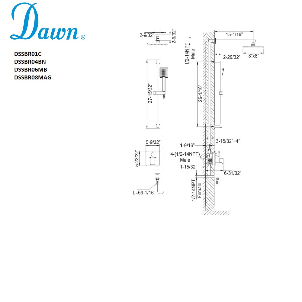 Dawn Big Sur Shower Set DSSBR