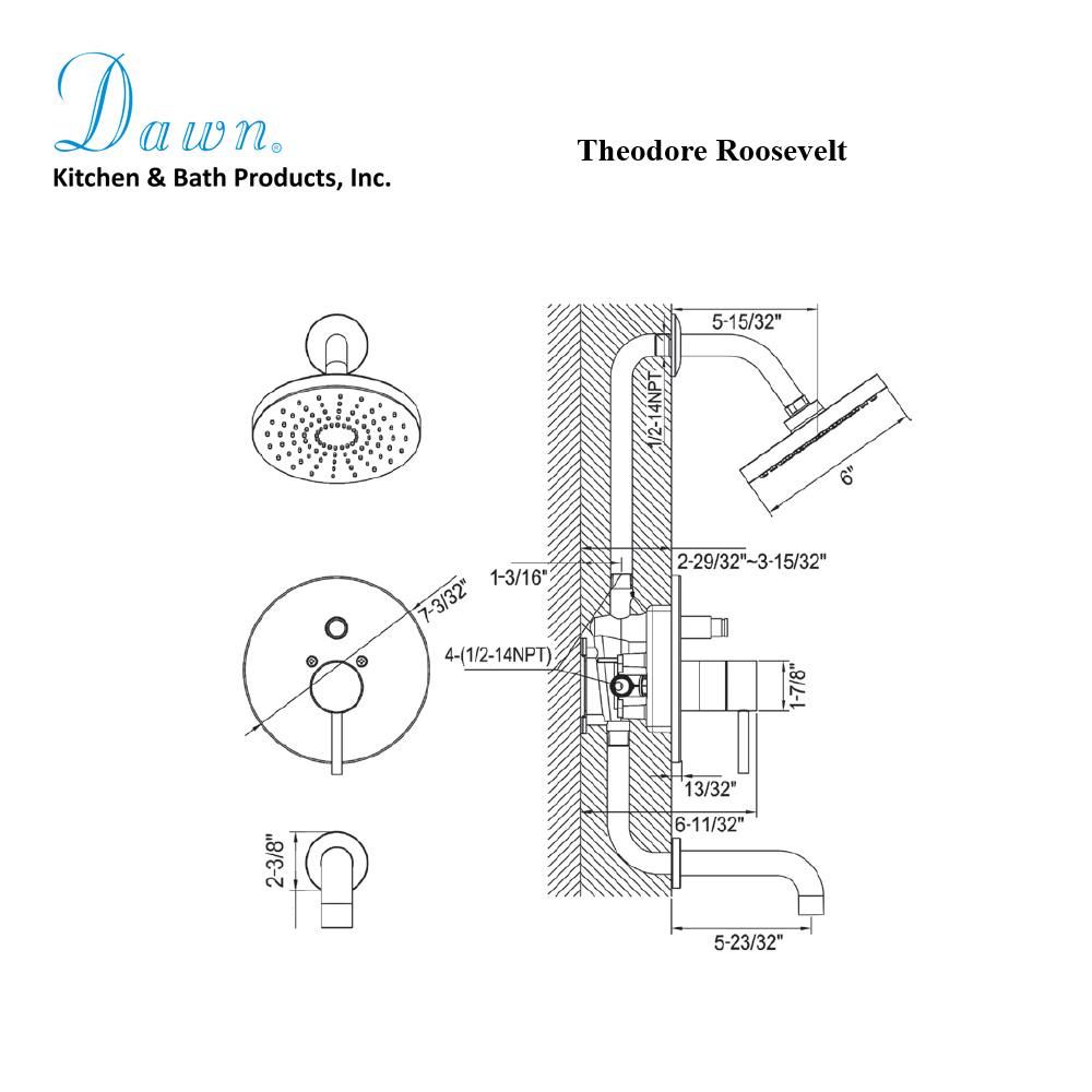 Dawn Theodore Roosevelt Shower Set DSSTT
