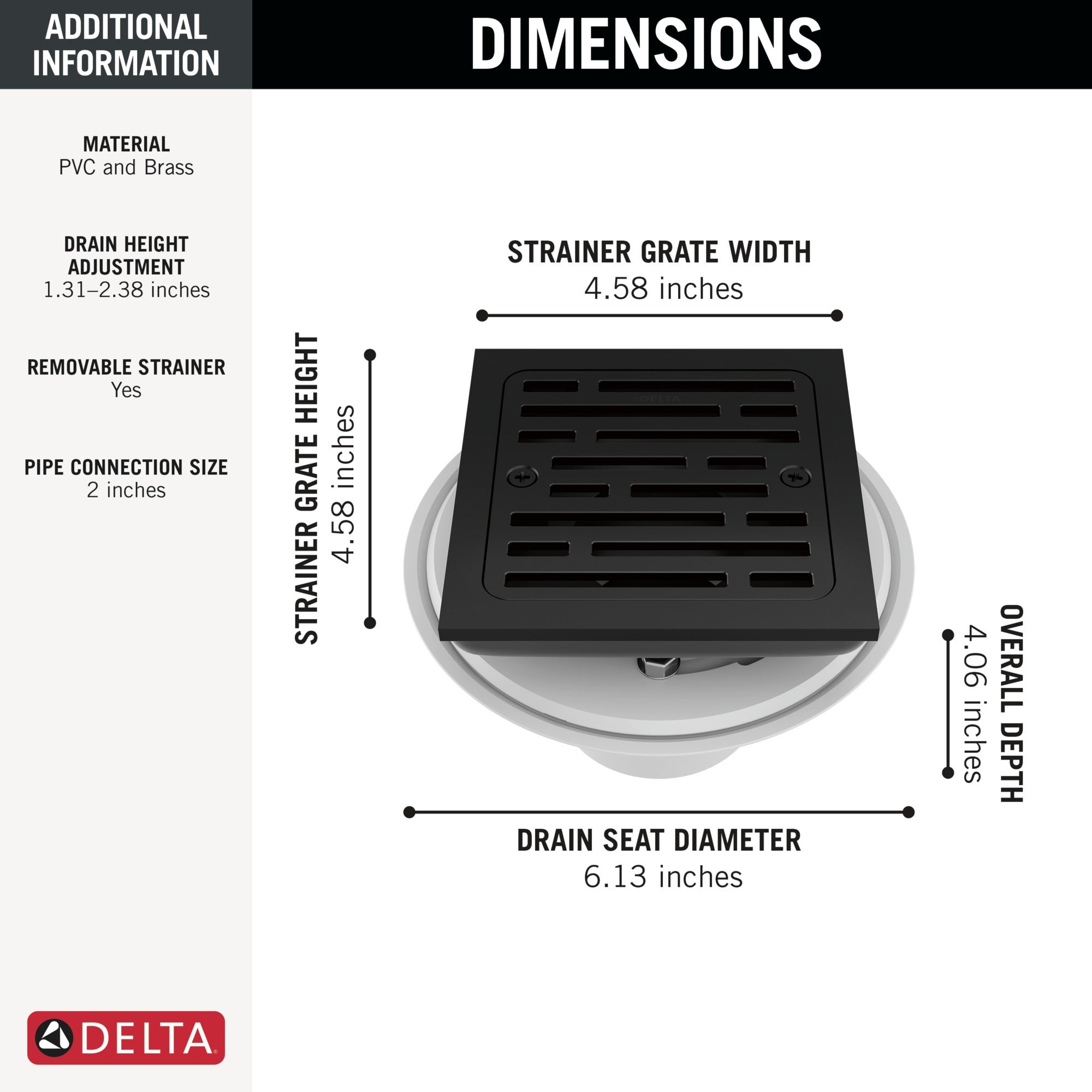 Delta Other 4" Tile-In Square Shower Drain
