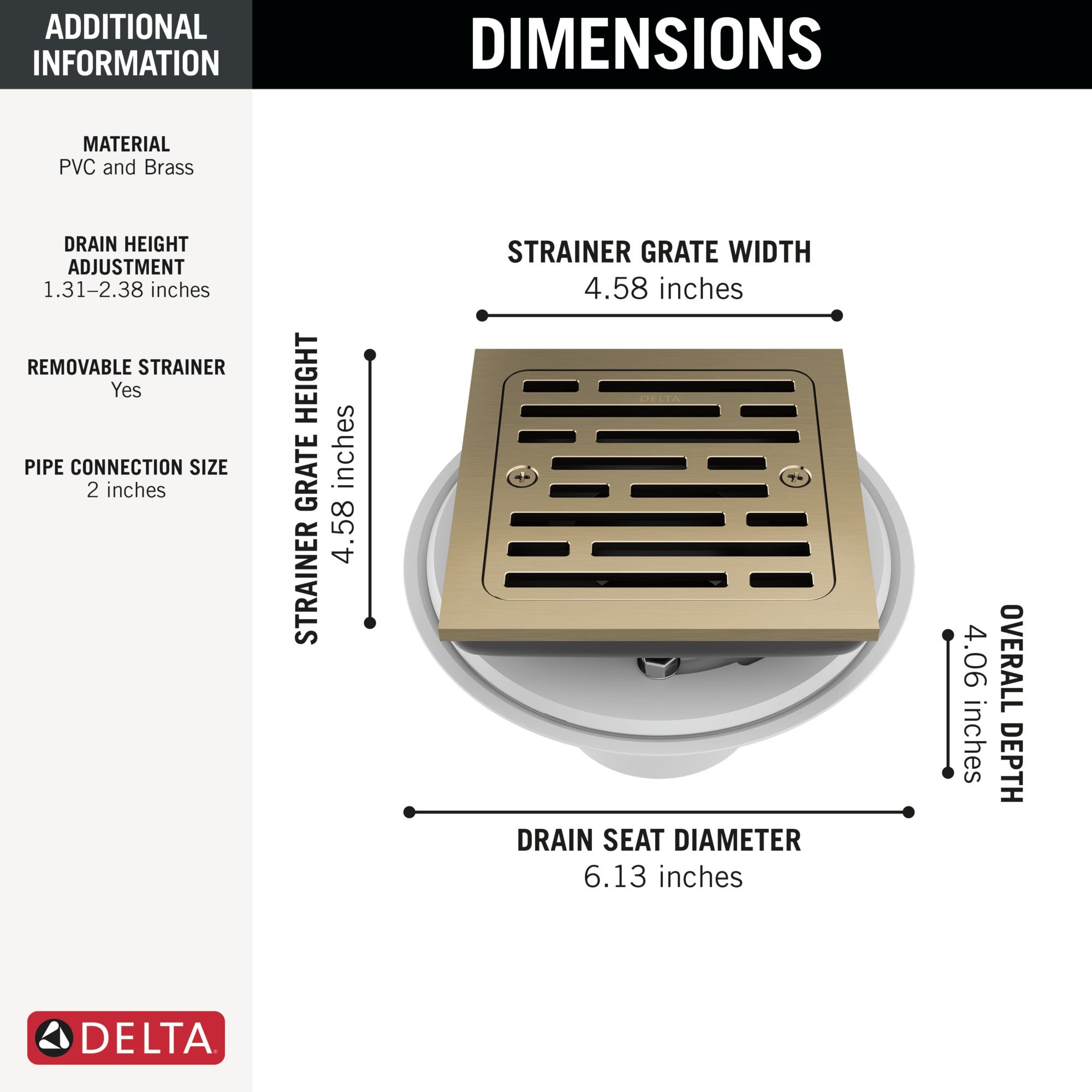 Delta Other 4" Tile-In Square Shower Drain