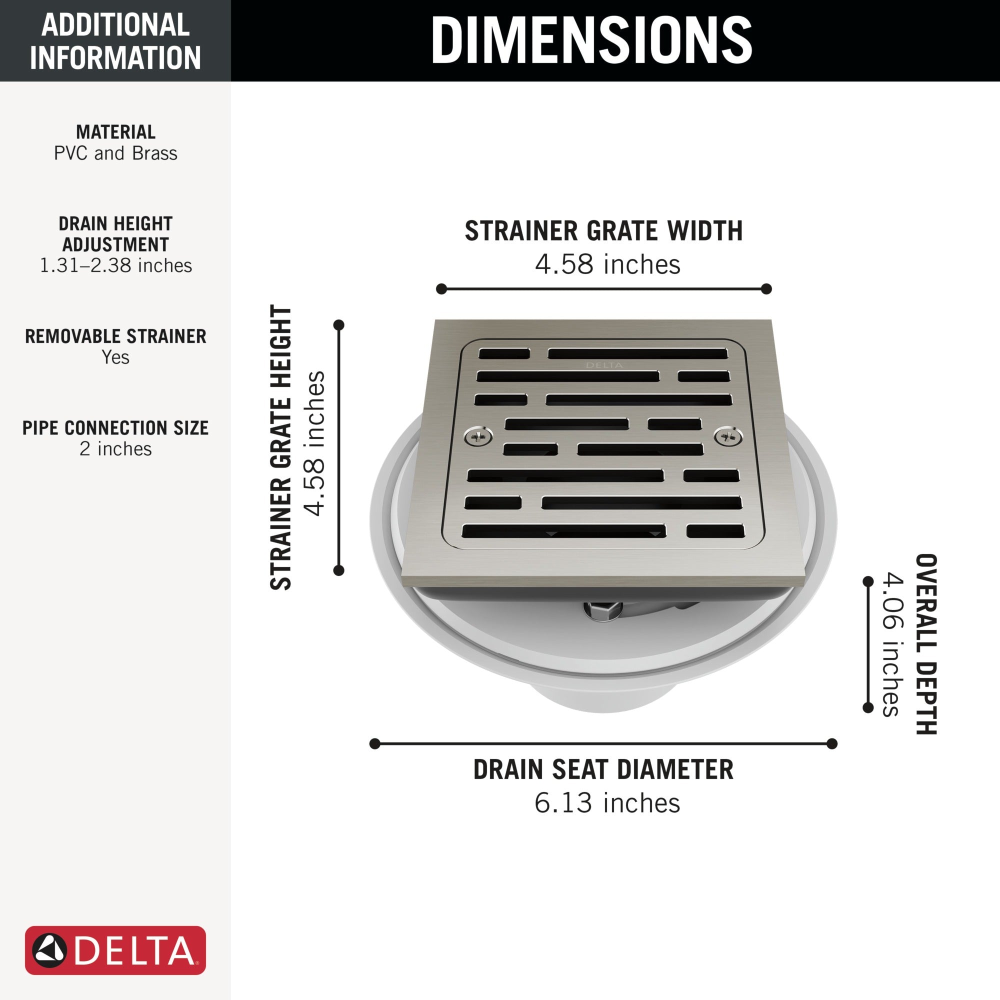 Delta Other 4" Tile-In Square Shower Drain