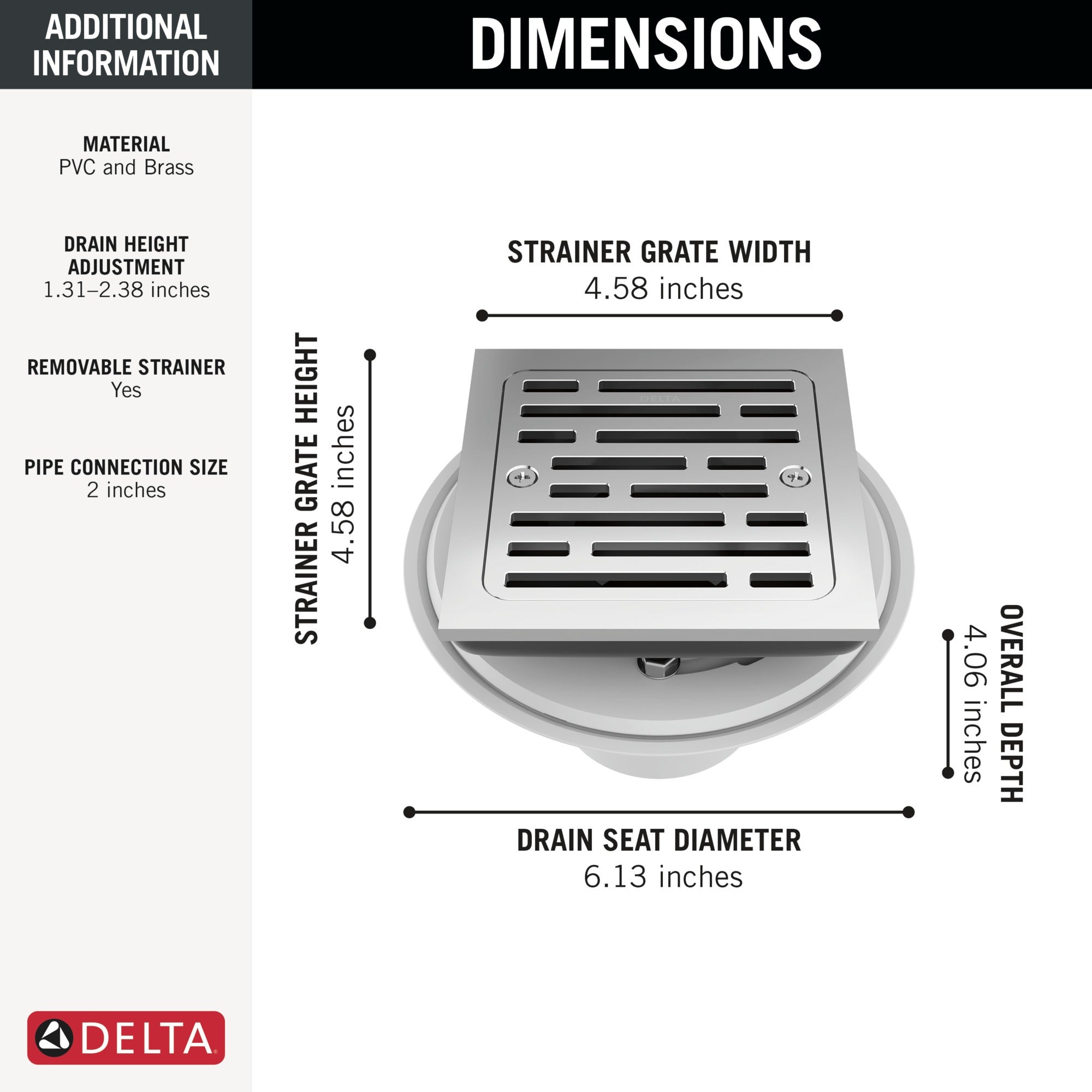 Delta Other 4" Tile-In Square Shower Drain