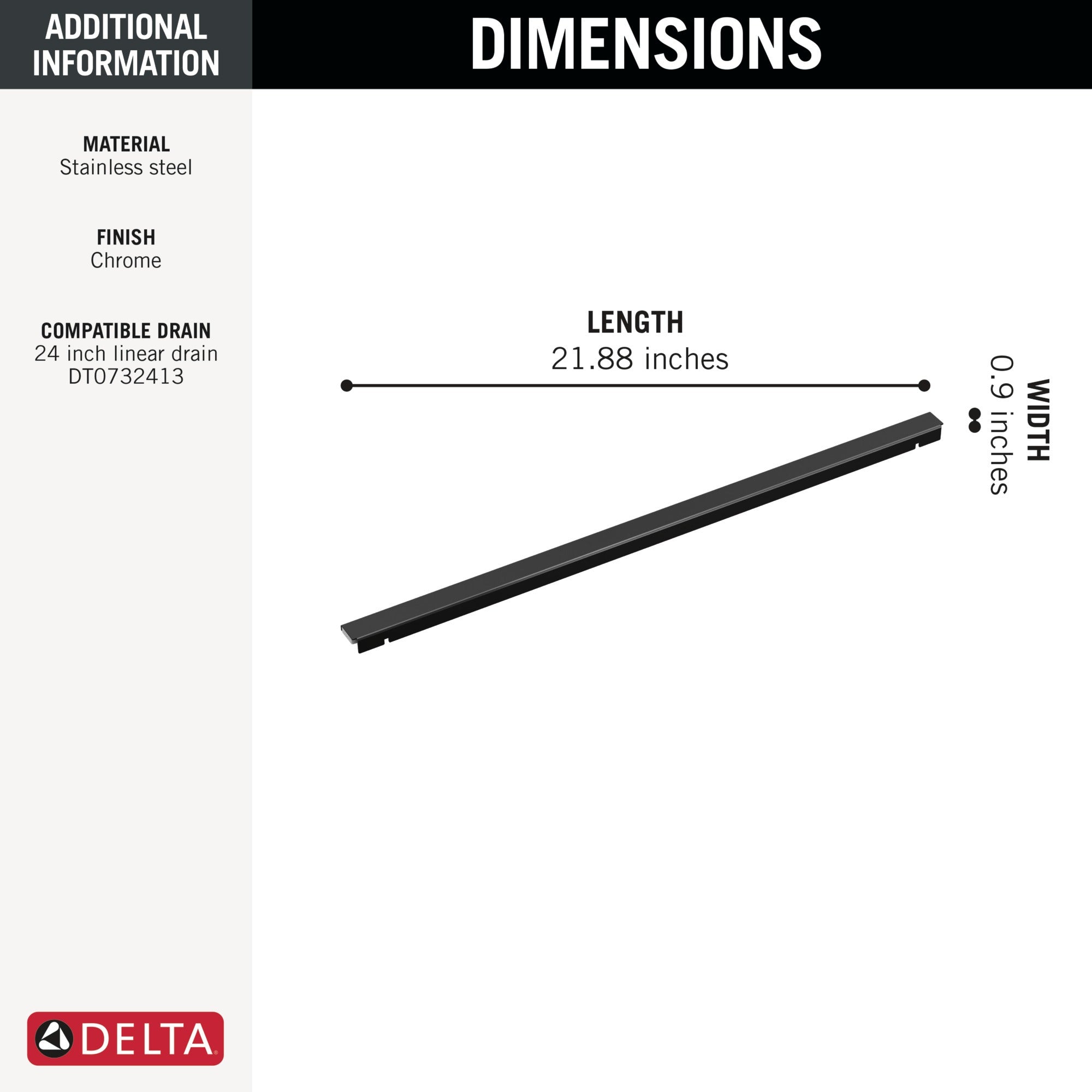 Delta Other 24" Linear Shower Drain Wall Edge