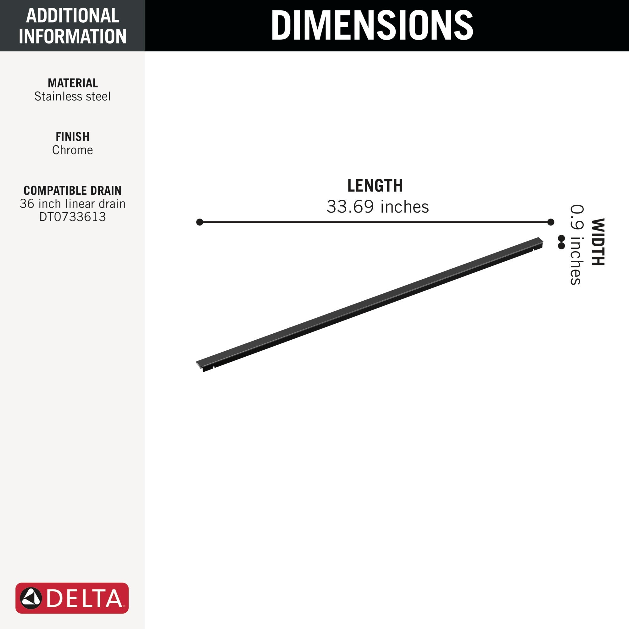Delta Other 36" Linear Shower Drain Wall Edge