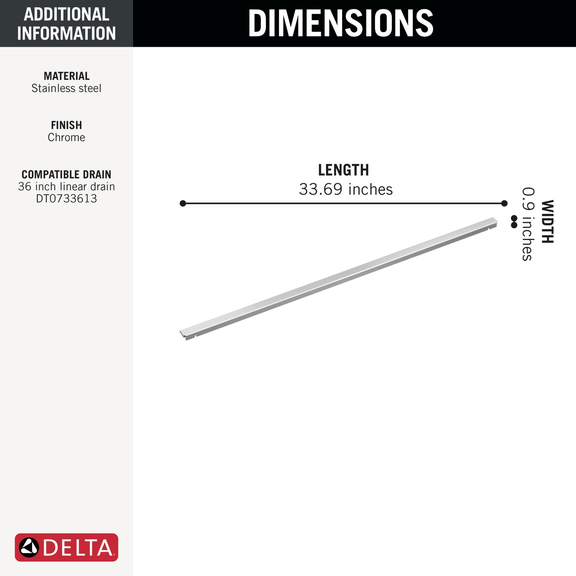 Delta Other 36" Linear Shower Drain Wall Edge