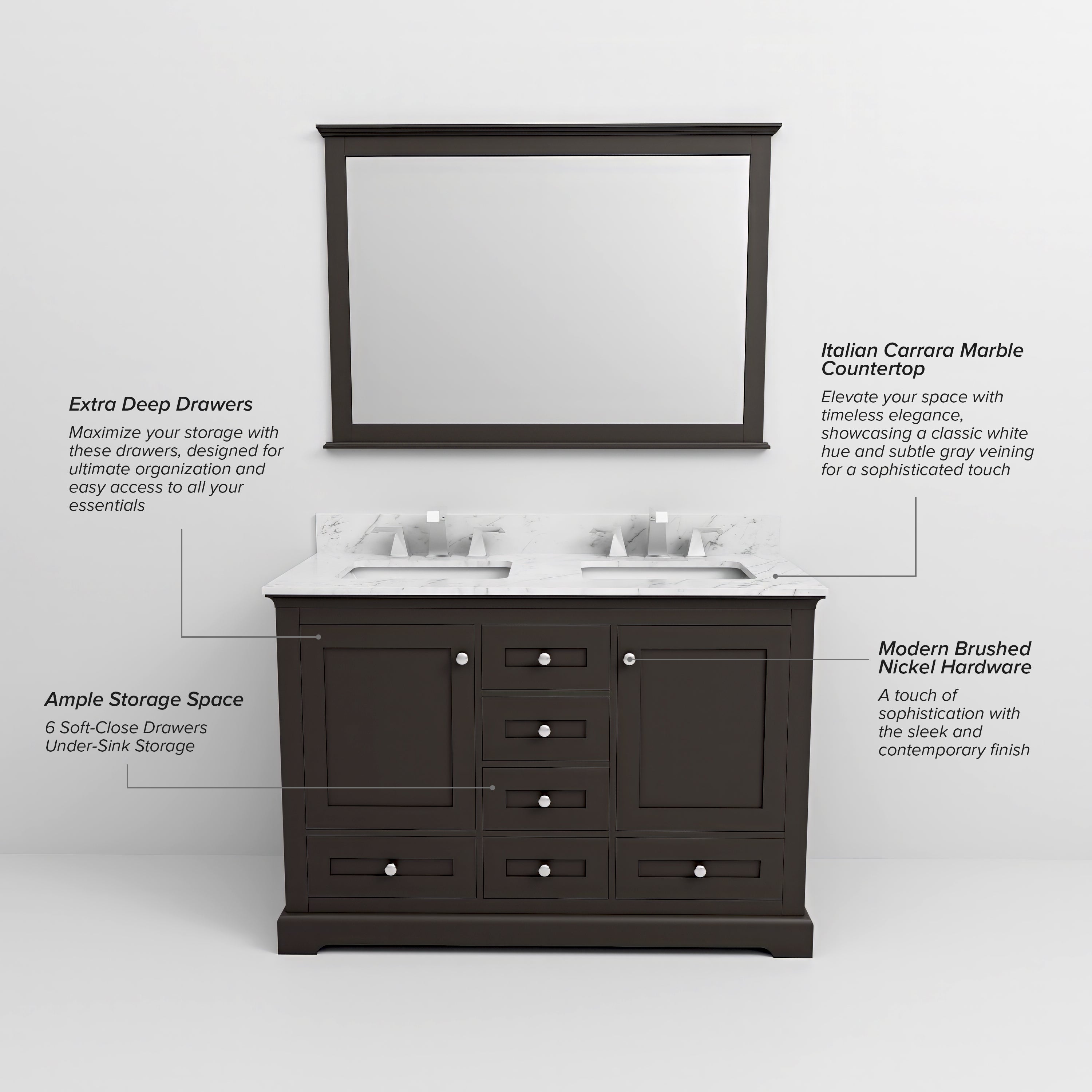 Dukes 48 in. W x 22 in. D Espresso Double Bath Vanity