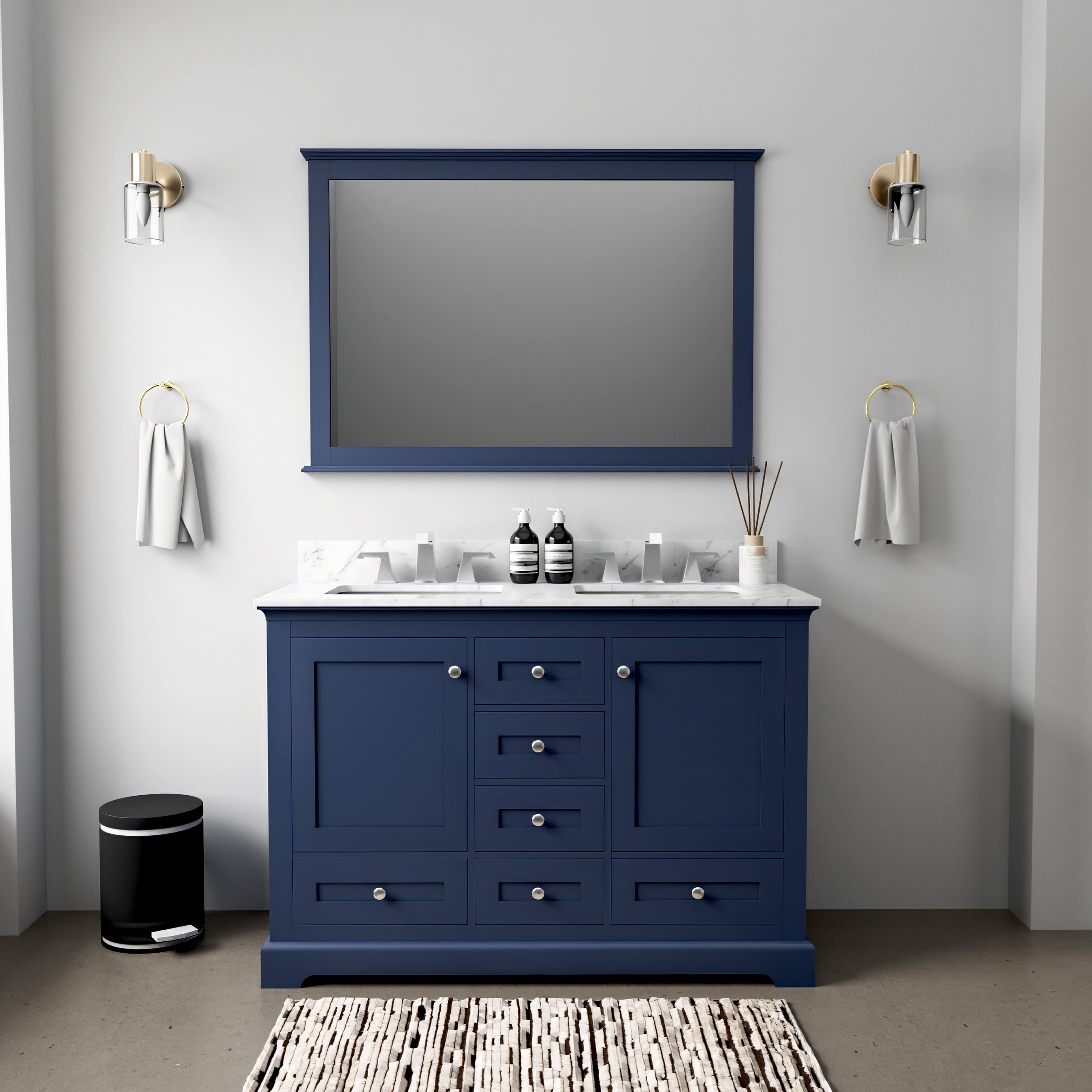 Dukes 48 in. W x 22 in. D Navy Blue Double Bath Vanity