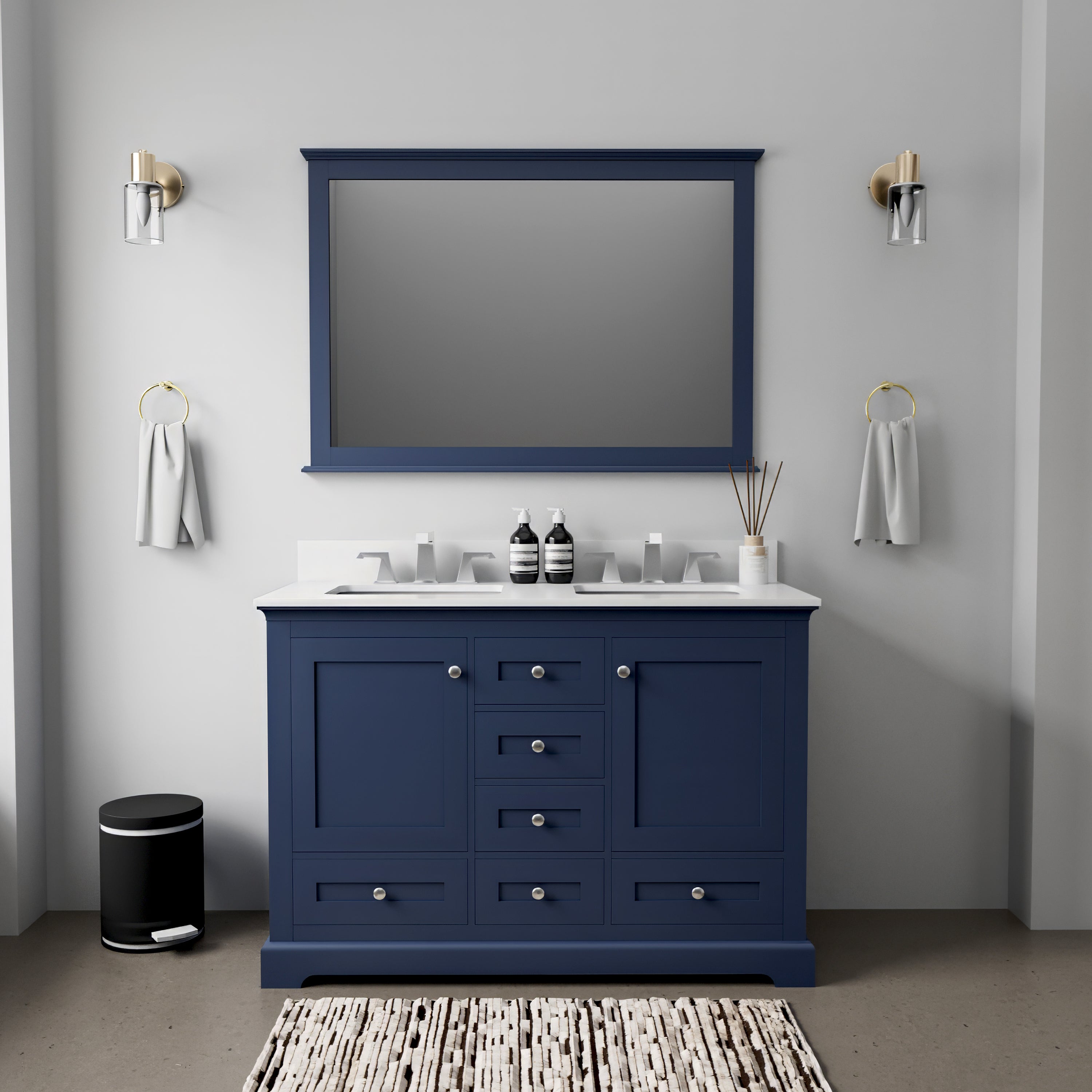 Dukes 48 in. W x 22 in. D Navy Blue Double Bath Vanity